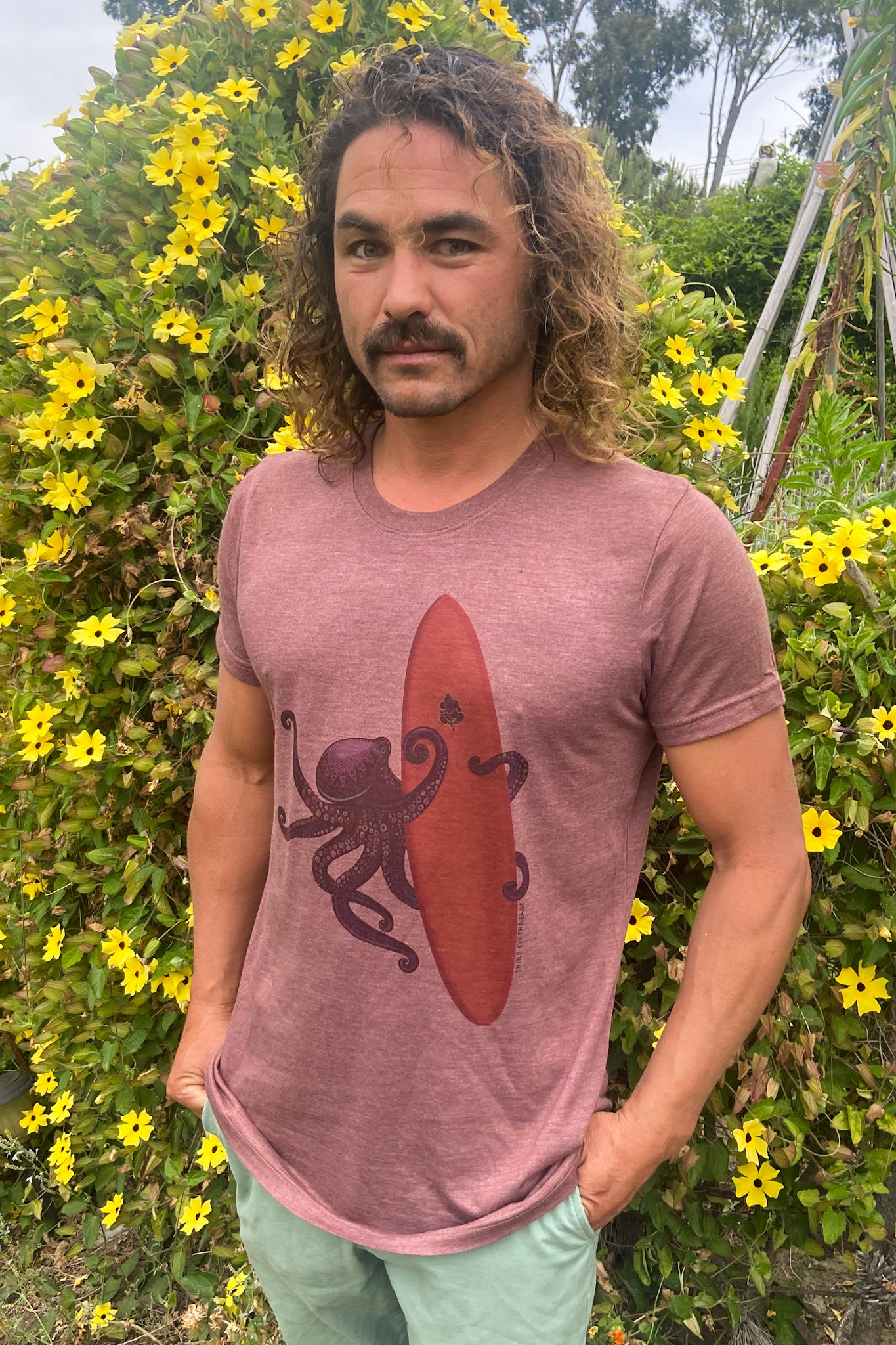 Kauai Inspired Surfing Octopus Crew Neck