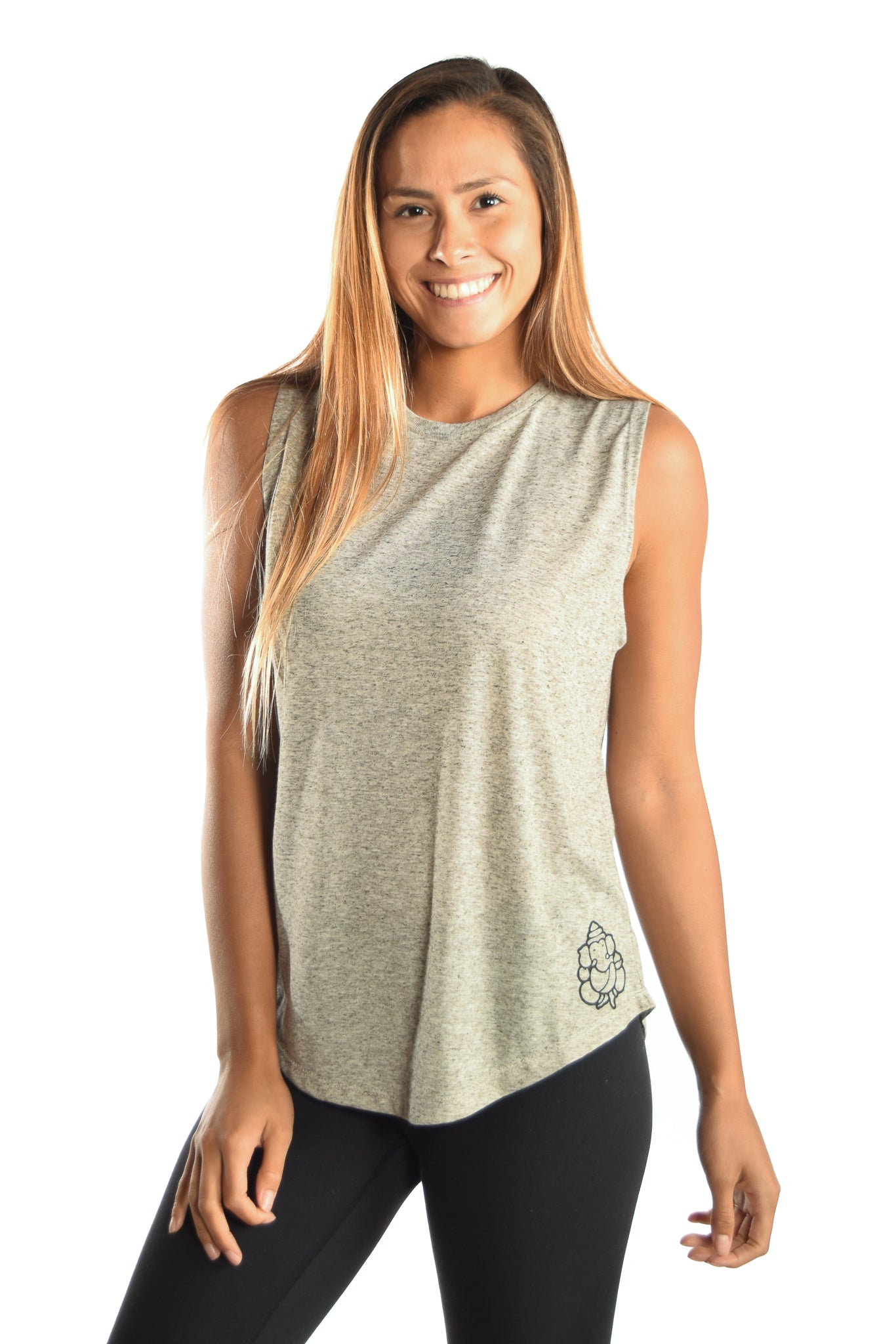 Oatmeal Linen Blend Boyfriend Tee with Full Chakra Back - Third Eye Threads