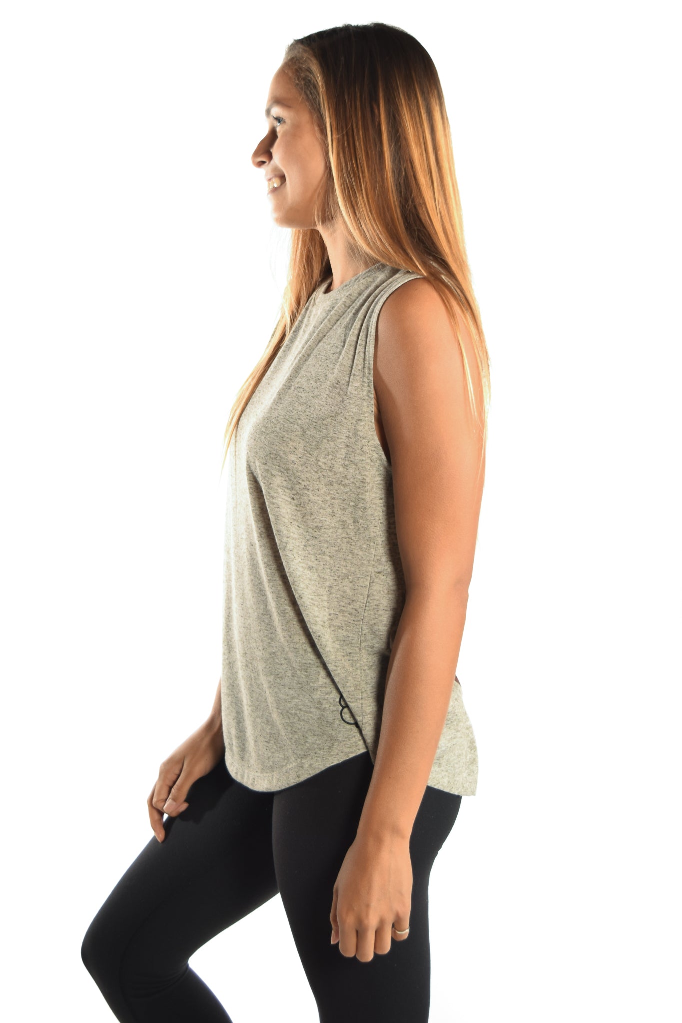 Oatmeal Linen Blend Boyfriend Tee with Full Chakra Back - Third Eye Threads