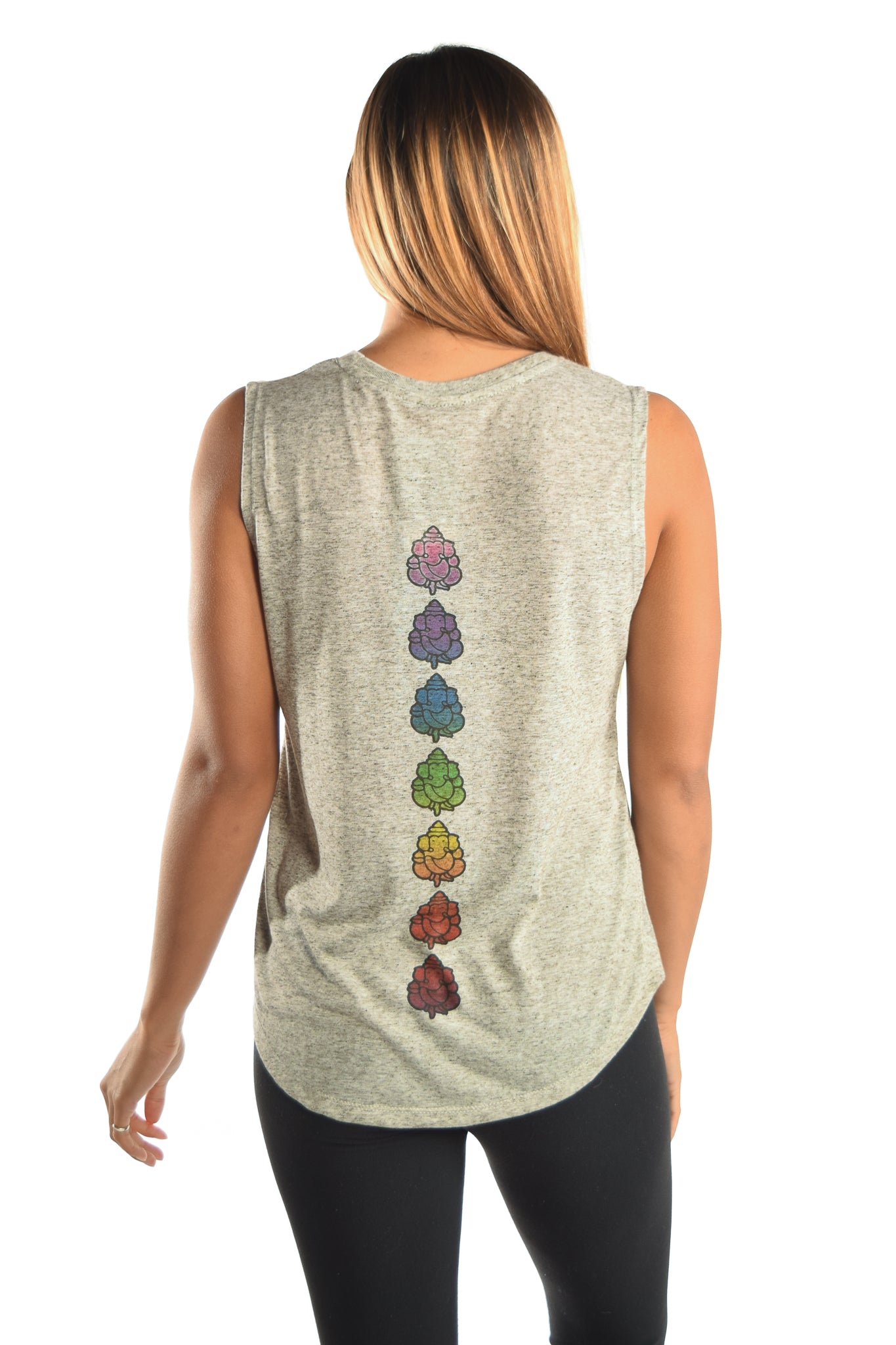 Oatmeal Linen Blend Boyfriend Tee with Full Chakra Back - Third Eye Threads