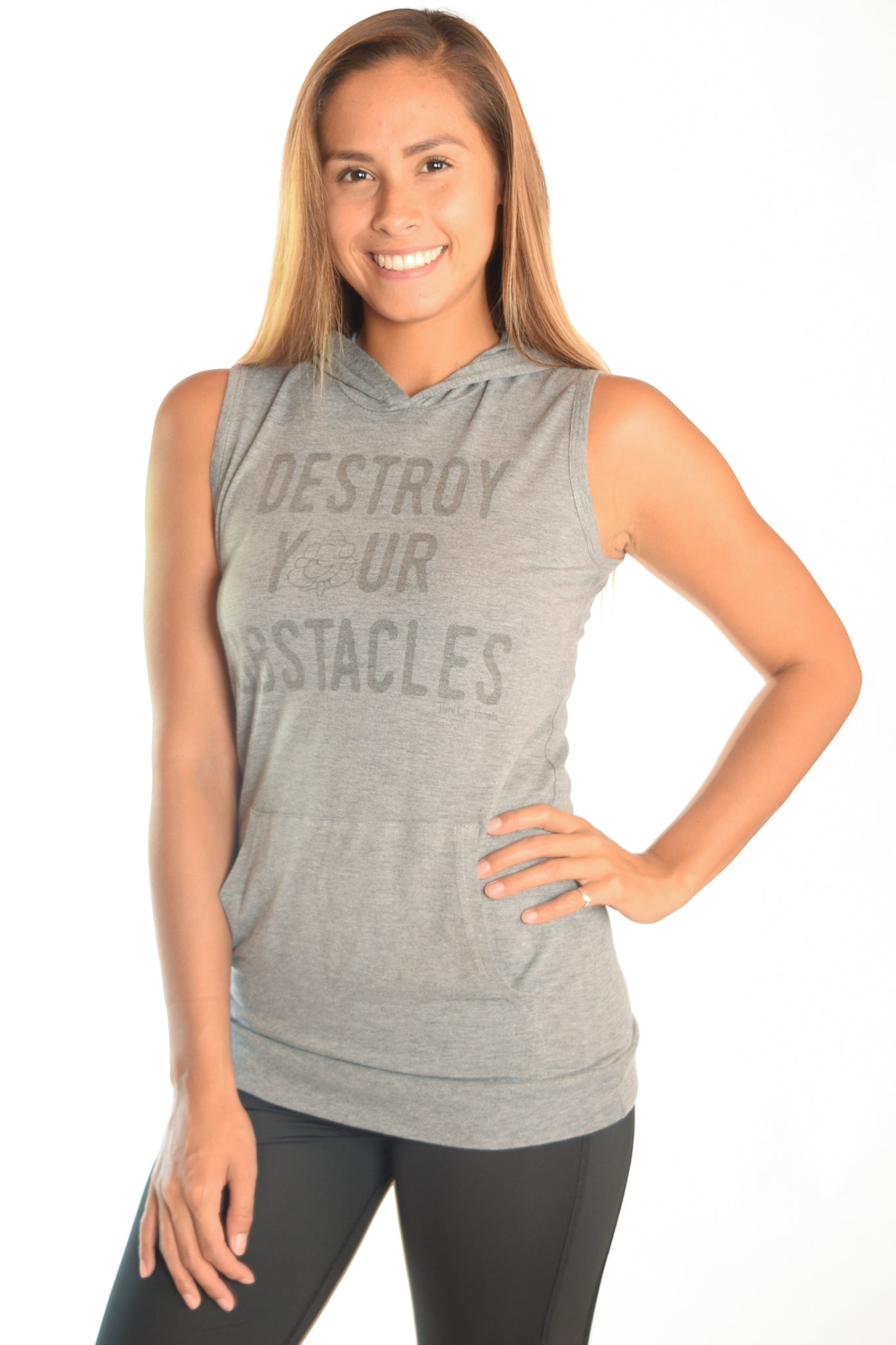 Sleeveless Triblend Hoodie With Destroy Your Obstacles - Third Eye Threads