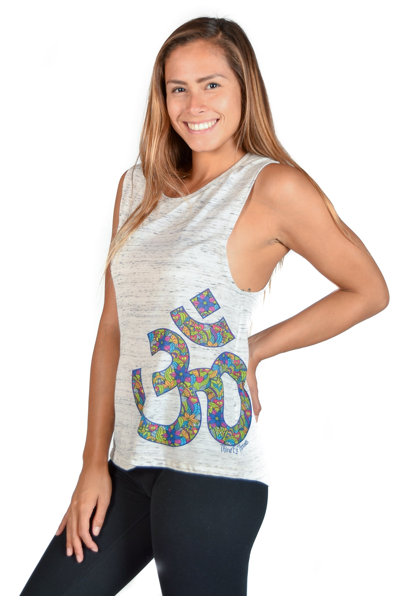 VINTAGE LOOKING PAISLEY OM WITH ANGEL GANESH HEARTS Boyfriend Tee - Third Eye Threads