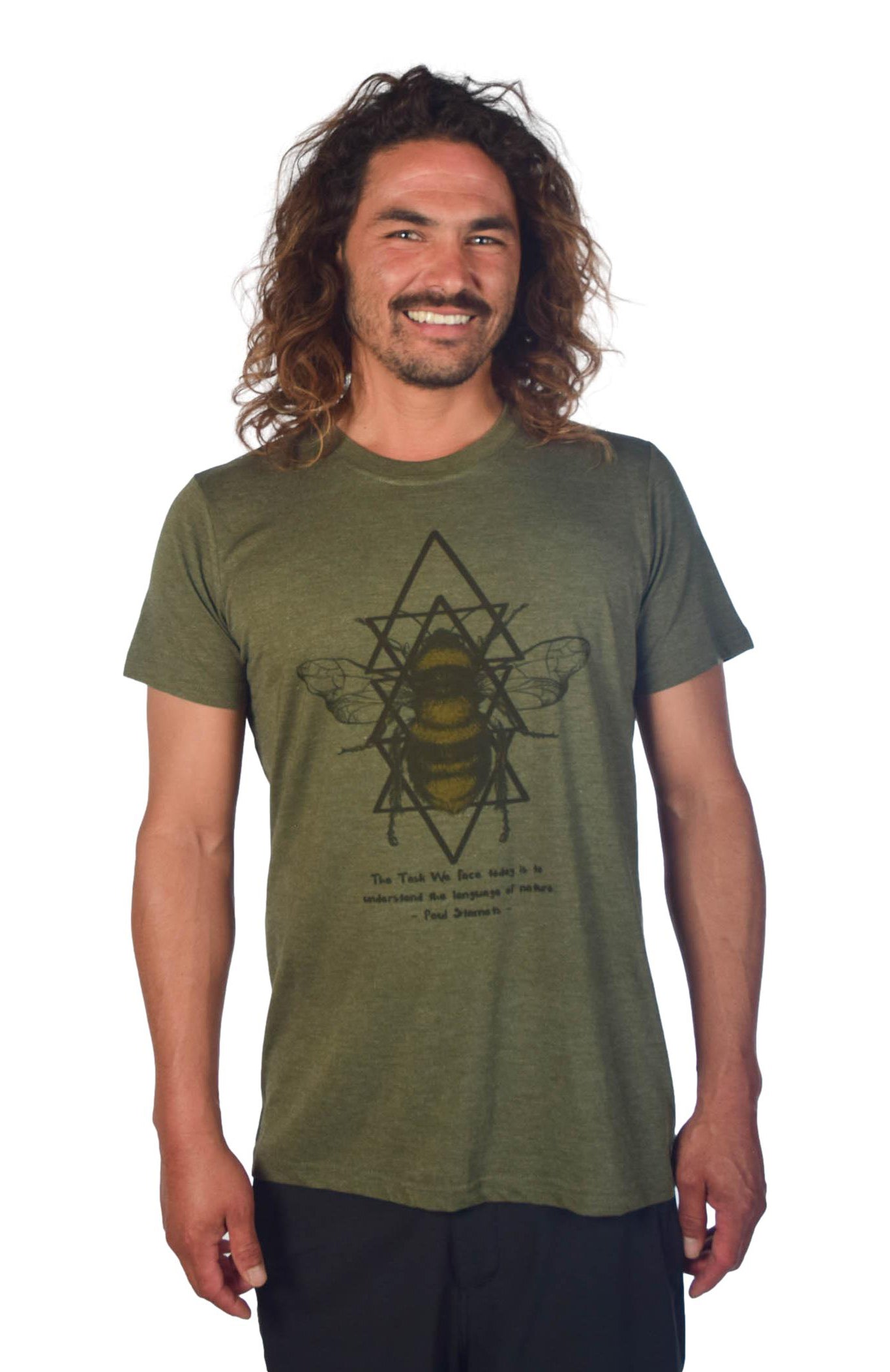 Paul Stamets Inspired Sacred Geometry Bees On Tri Blend Crew Neck Tee - Third Eye Threads