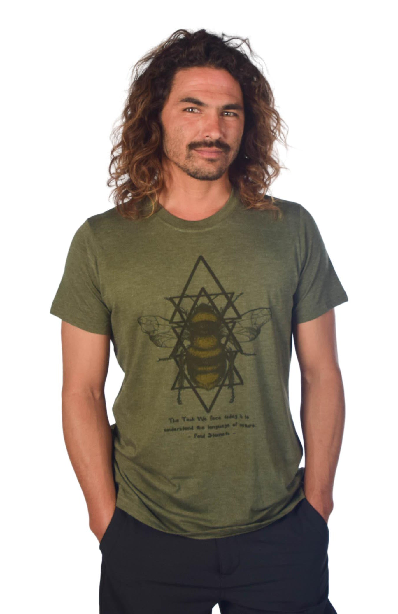 Paul Stamets Inspired Sacred Geometry Bees On Tri Blend Crew Neck Tee - Third Eye Threads