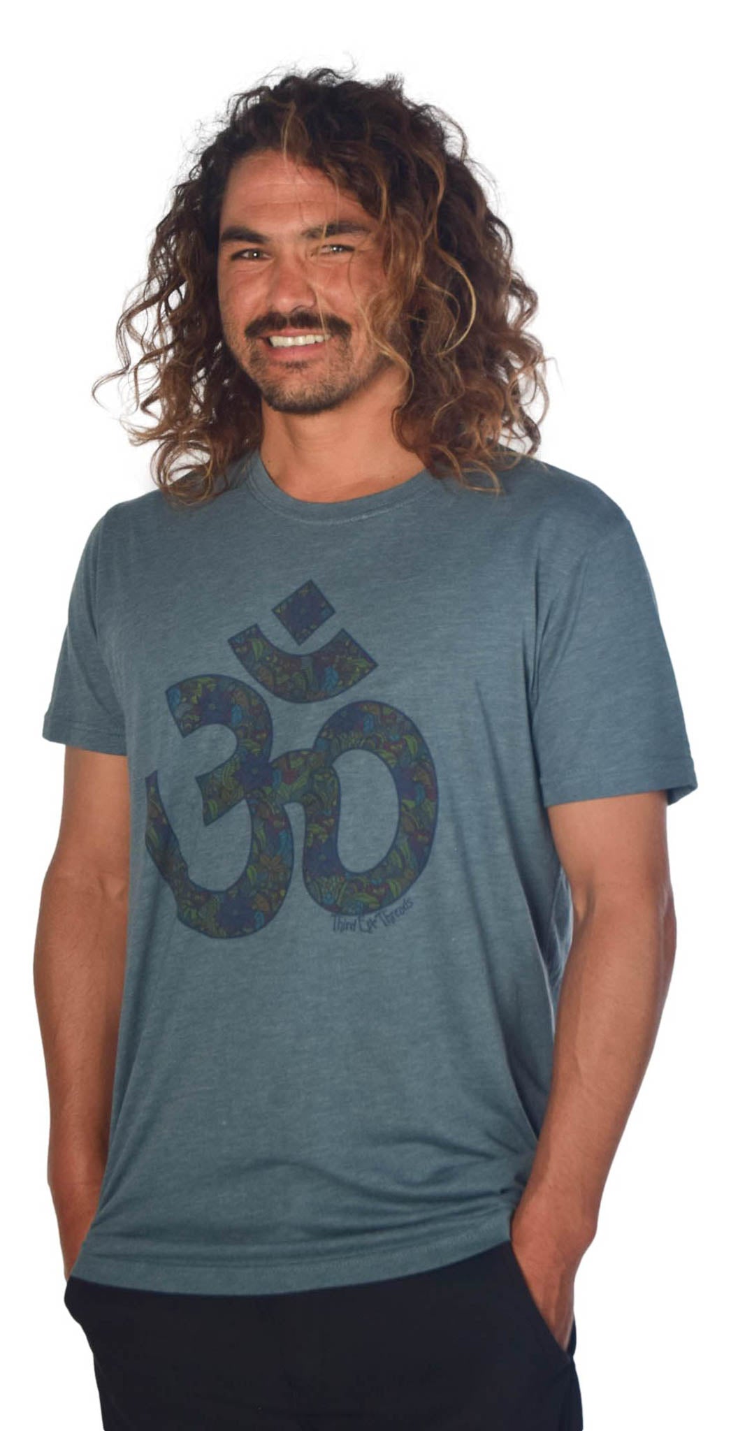 Paisley Om on Short Sleeve Crew Neck Tee - Third Eye Threads