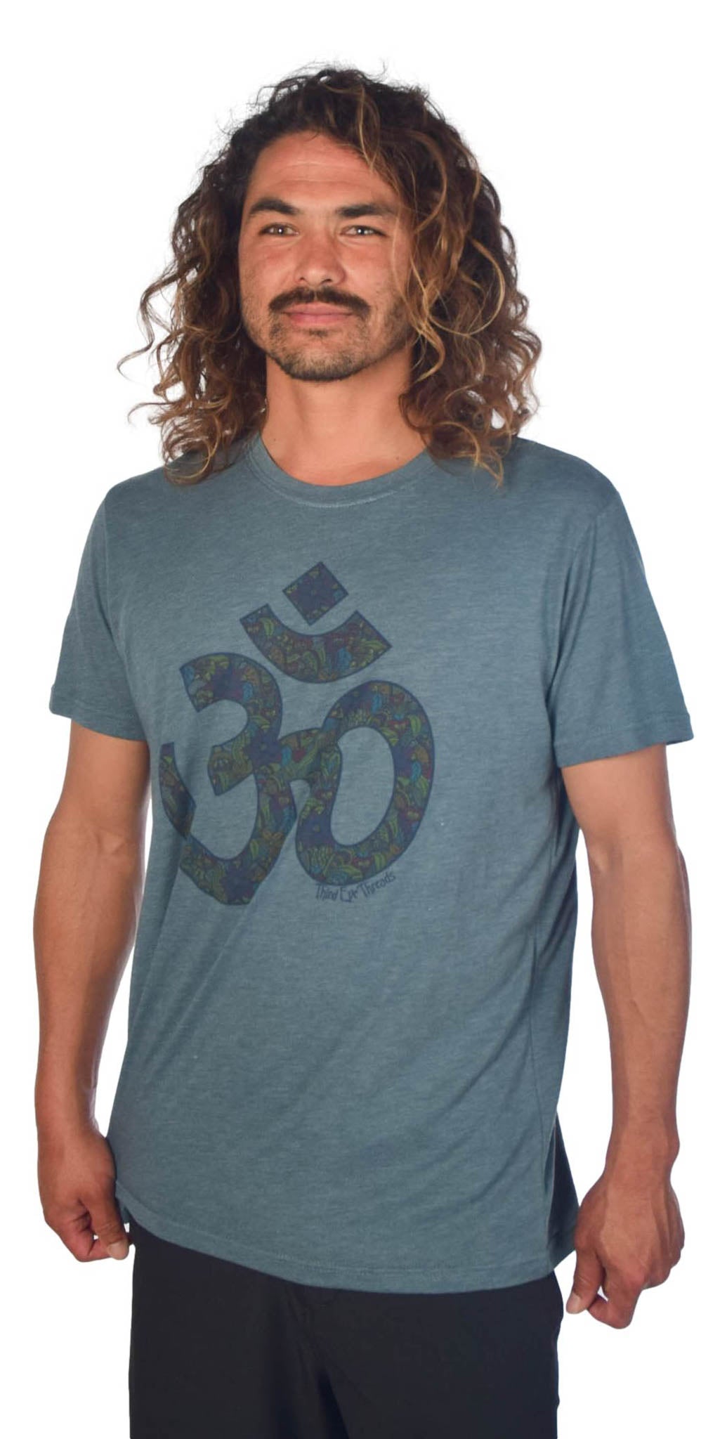 Paisley Om on Short Sleeve Crew Neck Tee - Third Eye Threads