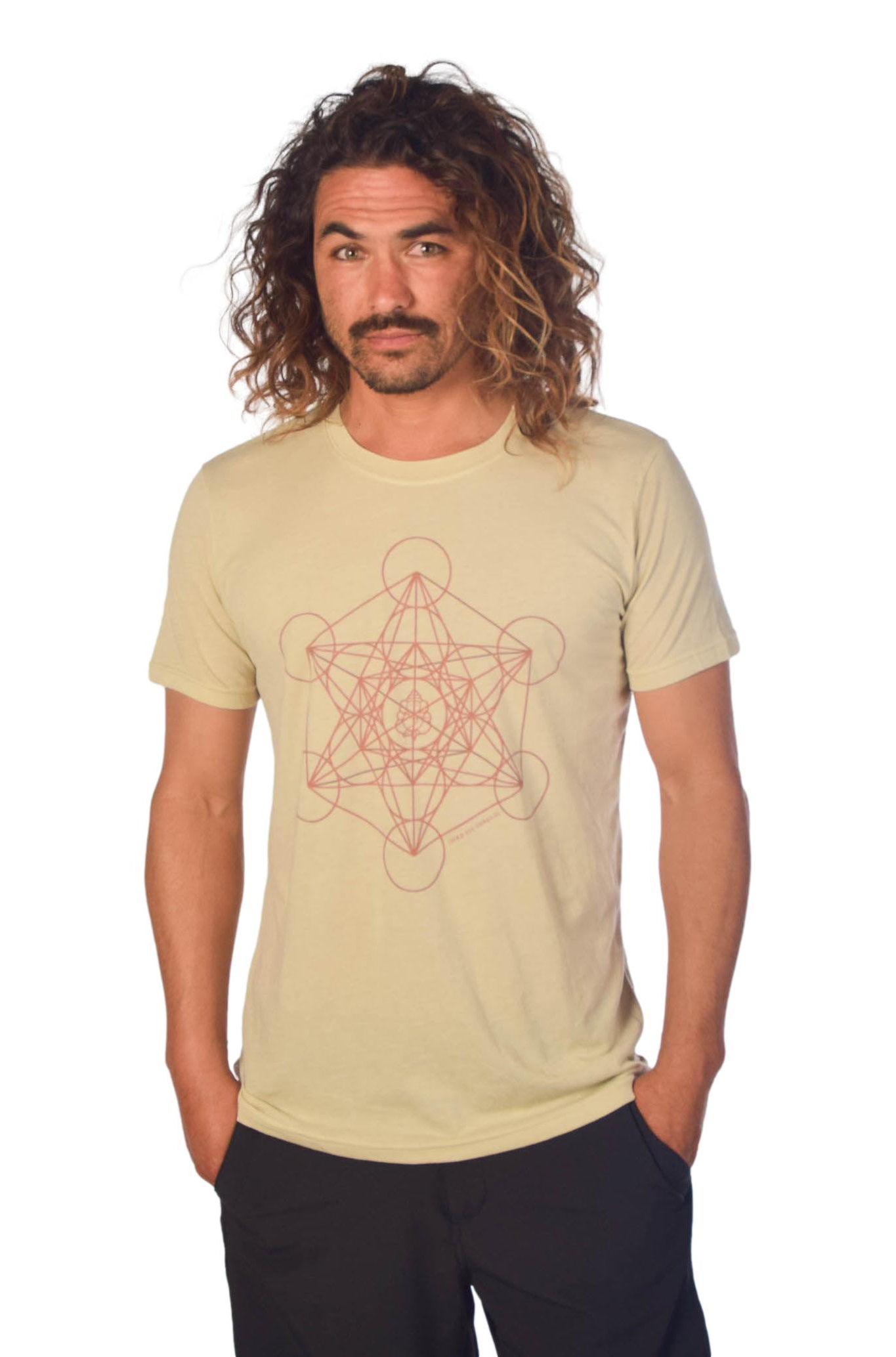 Metatron's Cube on Short Sleeve Crew Neck Tee - Third Eye Threads