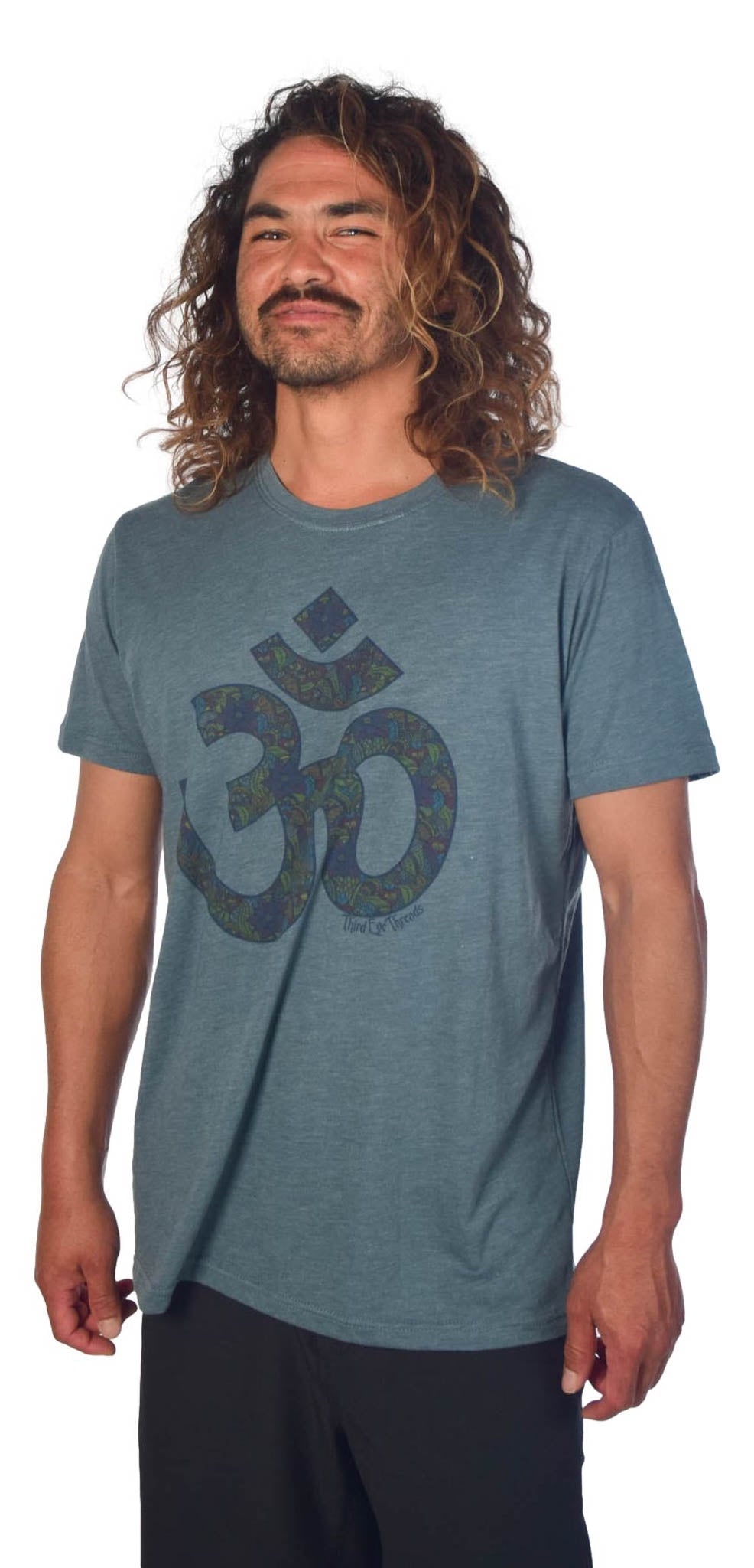 Paisley Om on Short Sleeve Crew Neck Tee - Third Eye Threads