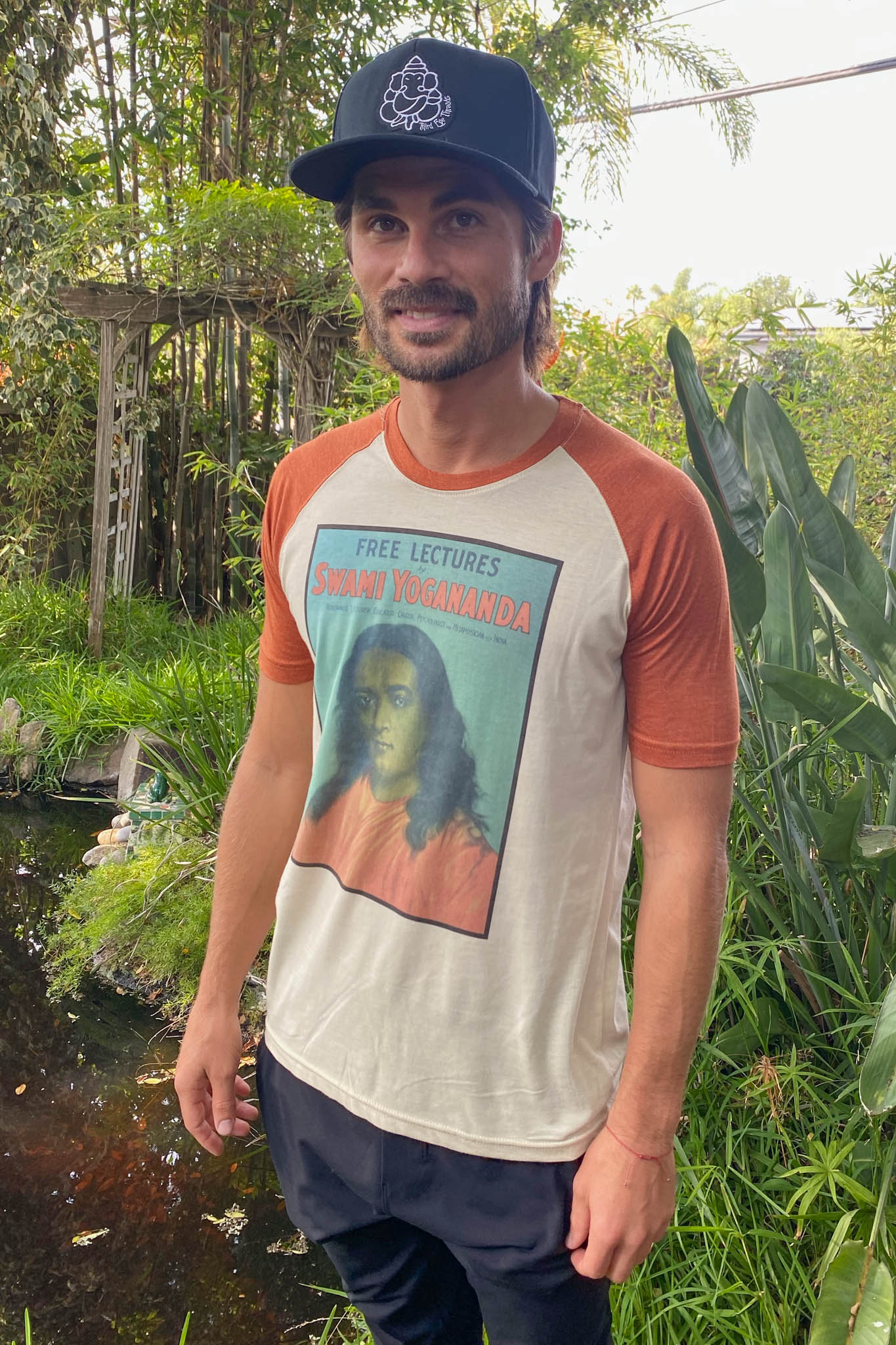 Swami Yogananda From Self Realization Fellowship On Short Sleeve Raglan - Third Eye Threads
