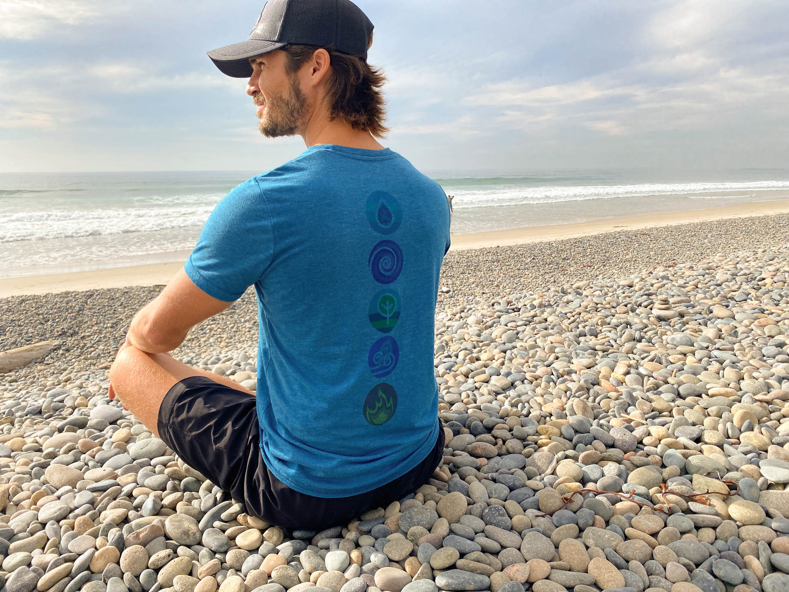 Elements on Back Crystal Vibration Diamond front Tri Blend Crew Neck Tee - Third Eye Threads