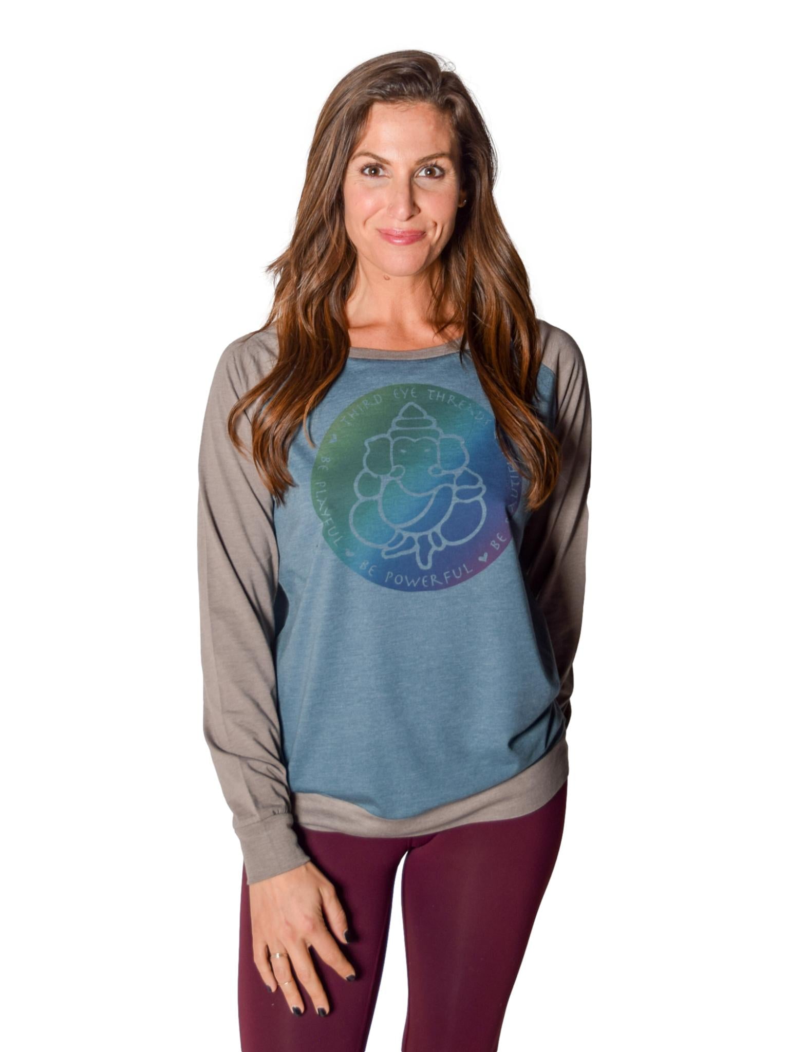 Be Playful, Be Powerful, Be Beautiful Rainbow Ganesh On Lightweight Raglan - Third Eye Threads