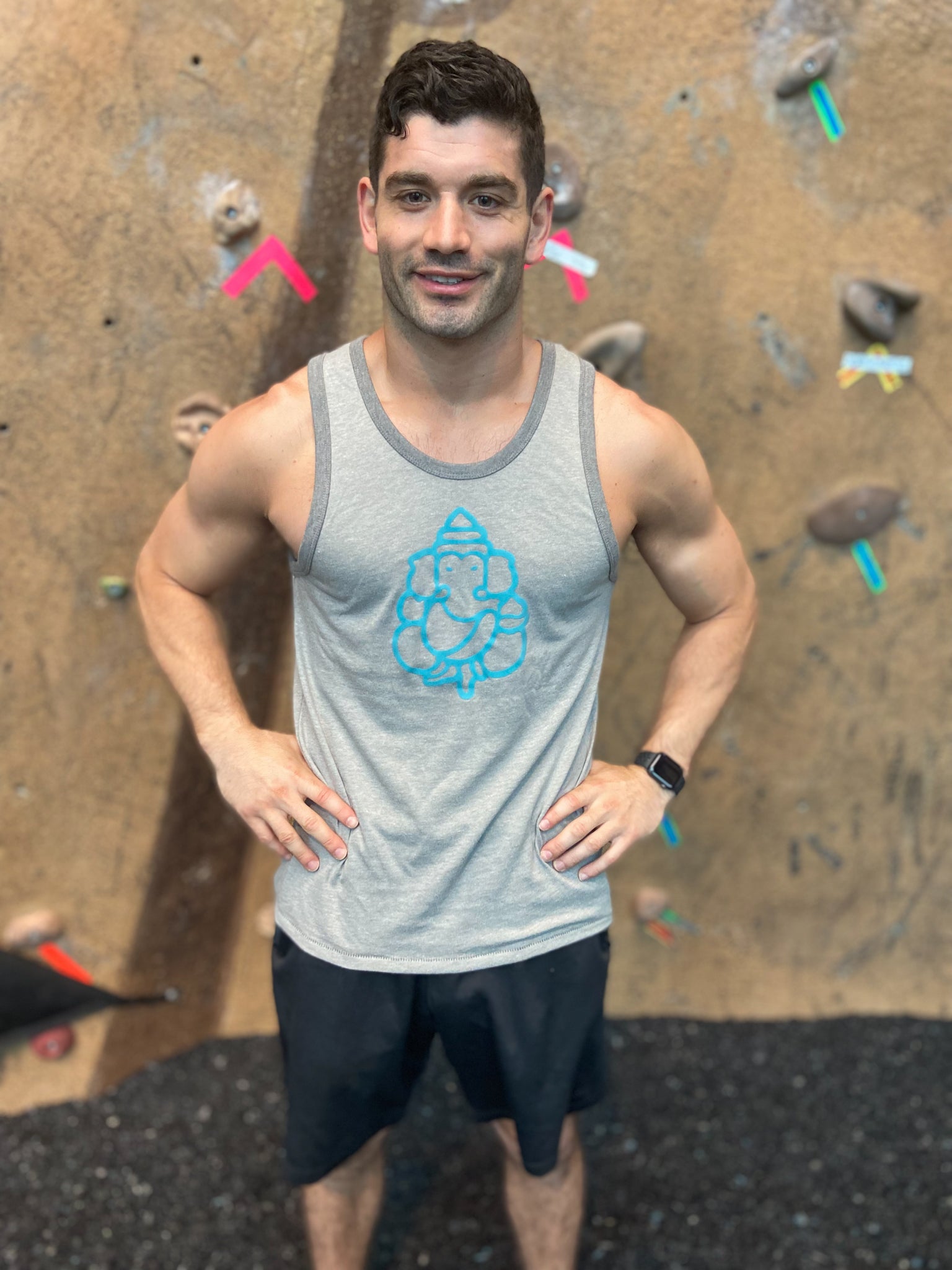 Unisex Vintage Vibe Ganesh Smoky Gray Muscle Tee - Third Eye Threads