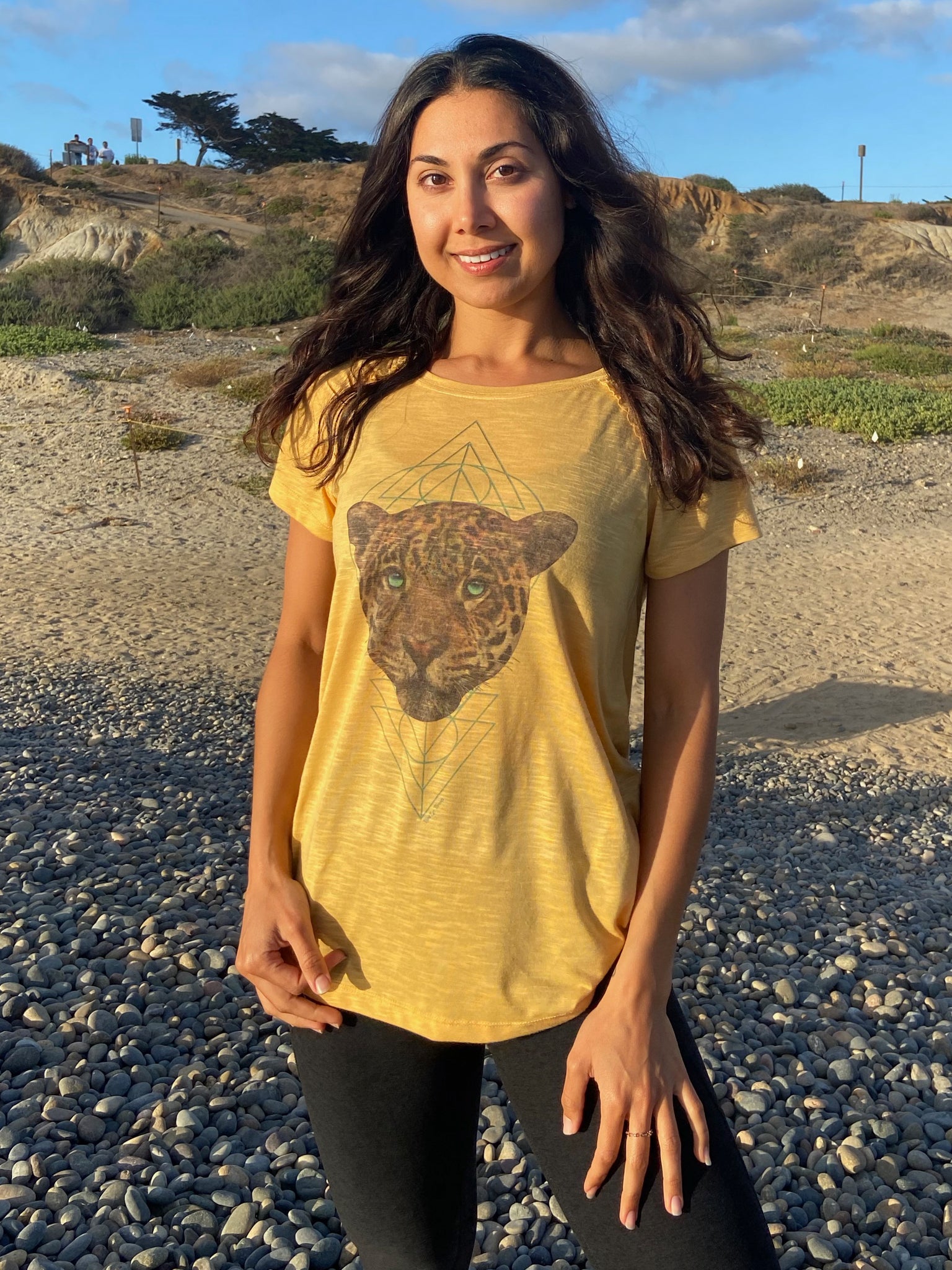 Sacred Geometry Jaguar Shirred Raglan Tee - Third Eye Threads