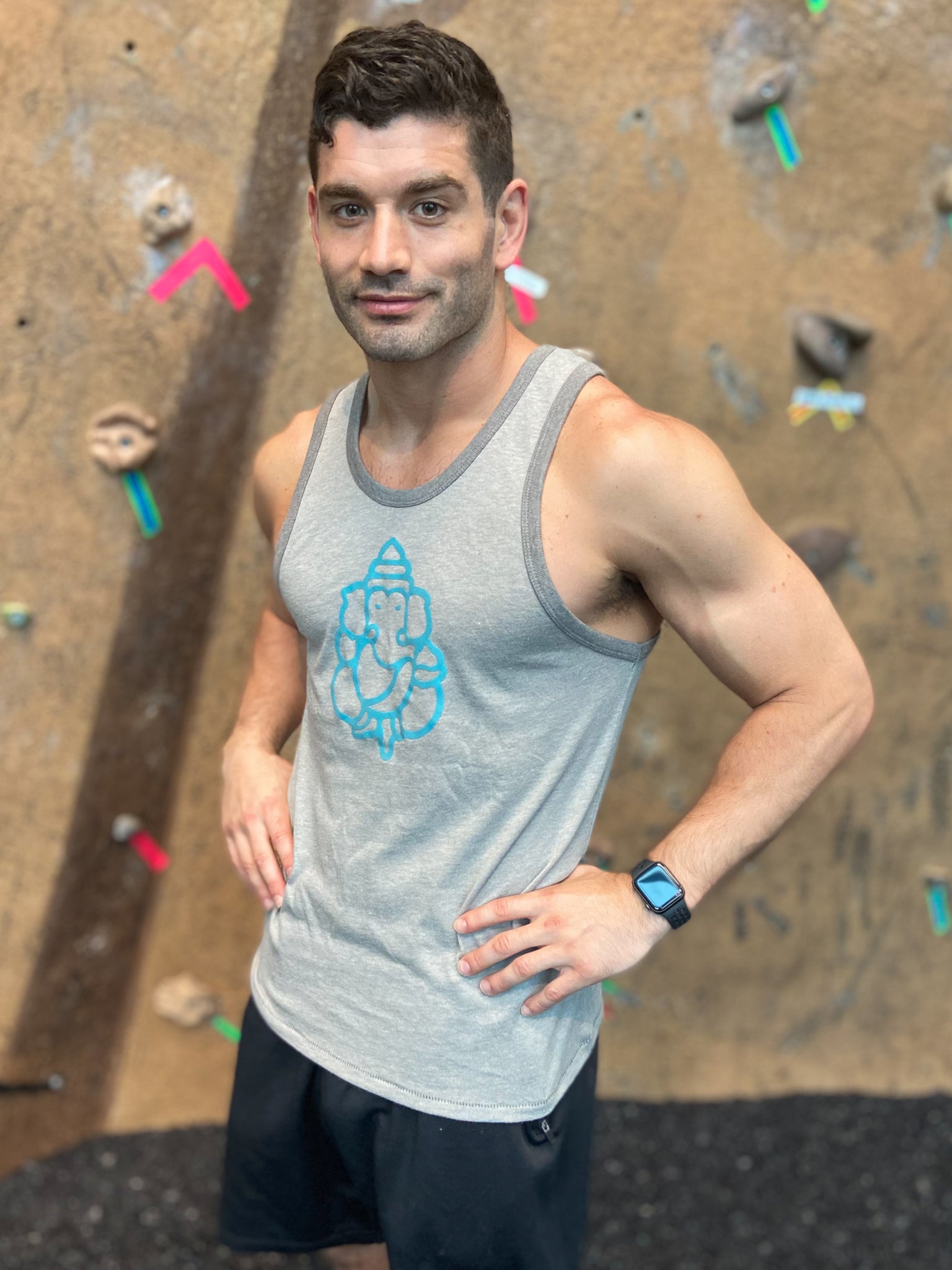 Unisex Vintage Vibe Ganesh Smoky Gray Muscle Tee - Third Eye Threads