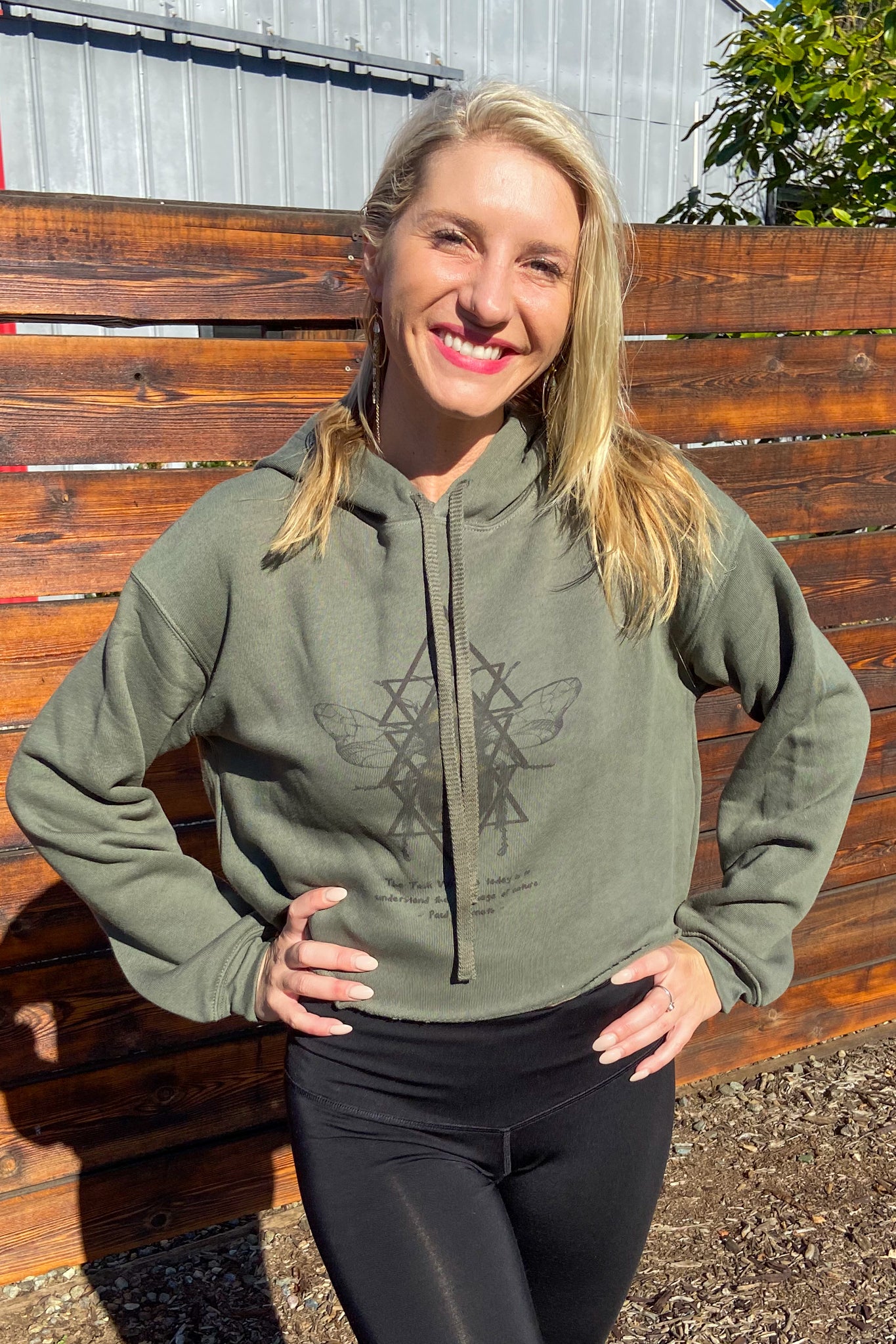 Sacred Geometry Bee Crop Hoodie - Third Eye Threads