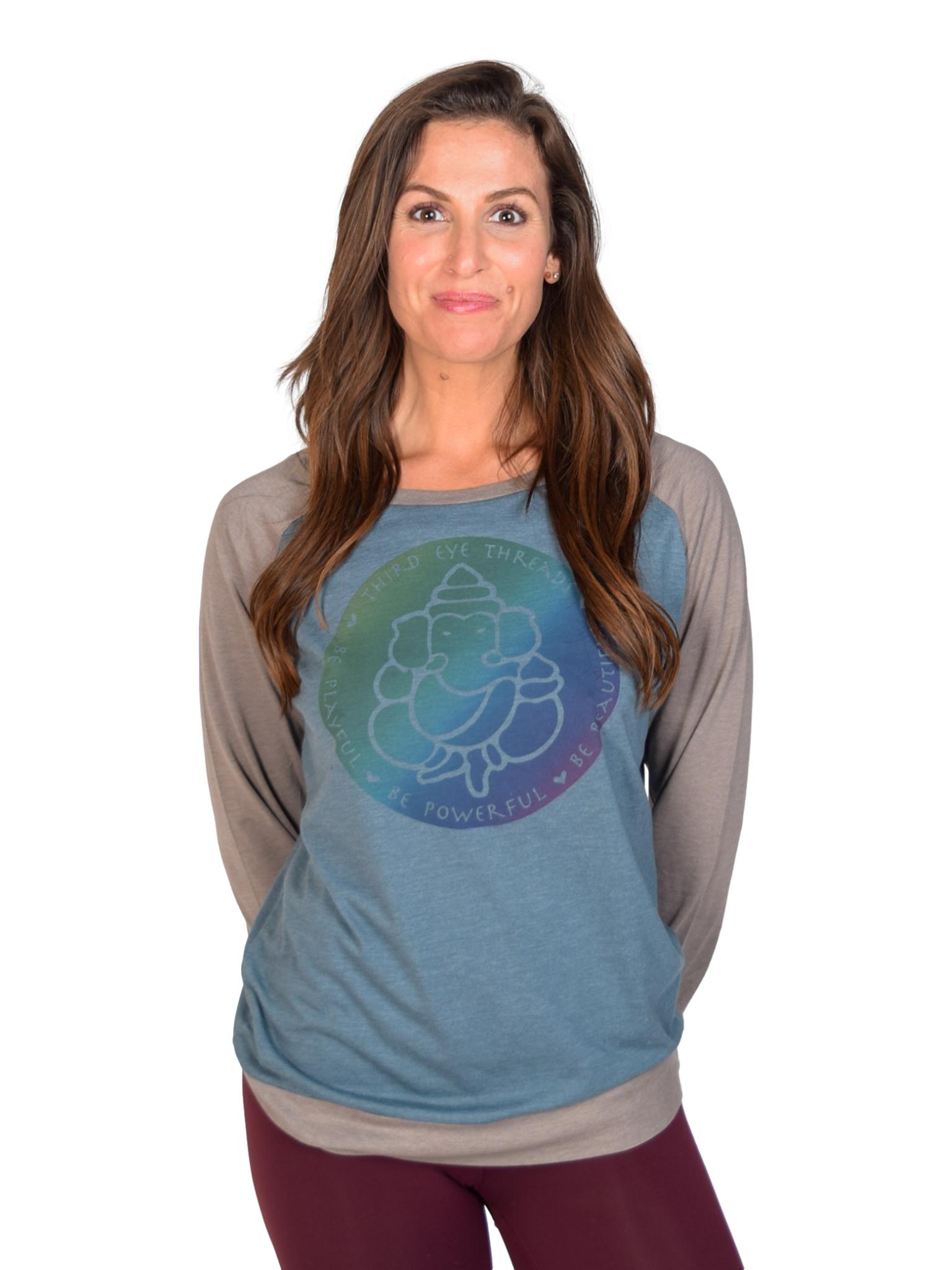Be Playful, Be Powerful, Be Beautiful Rainbow Ganesh On Lightweight Raglan - Third Eye Threads