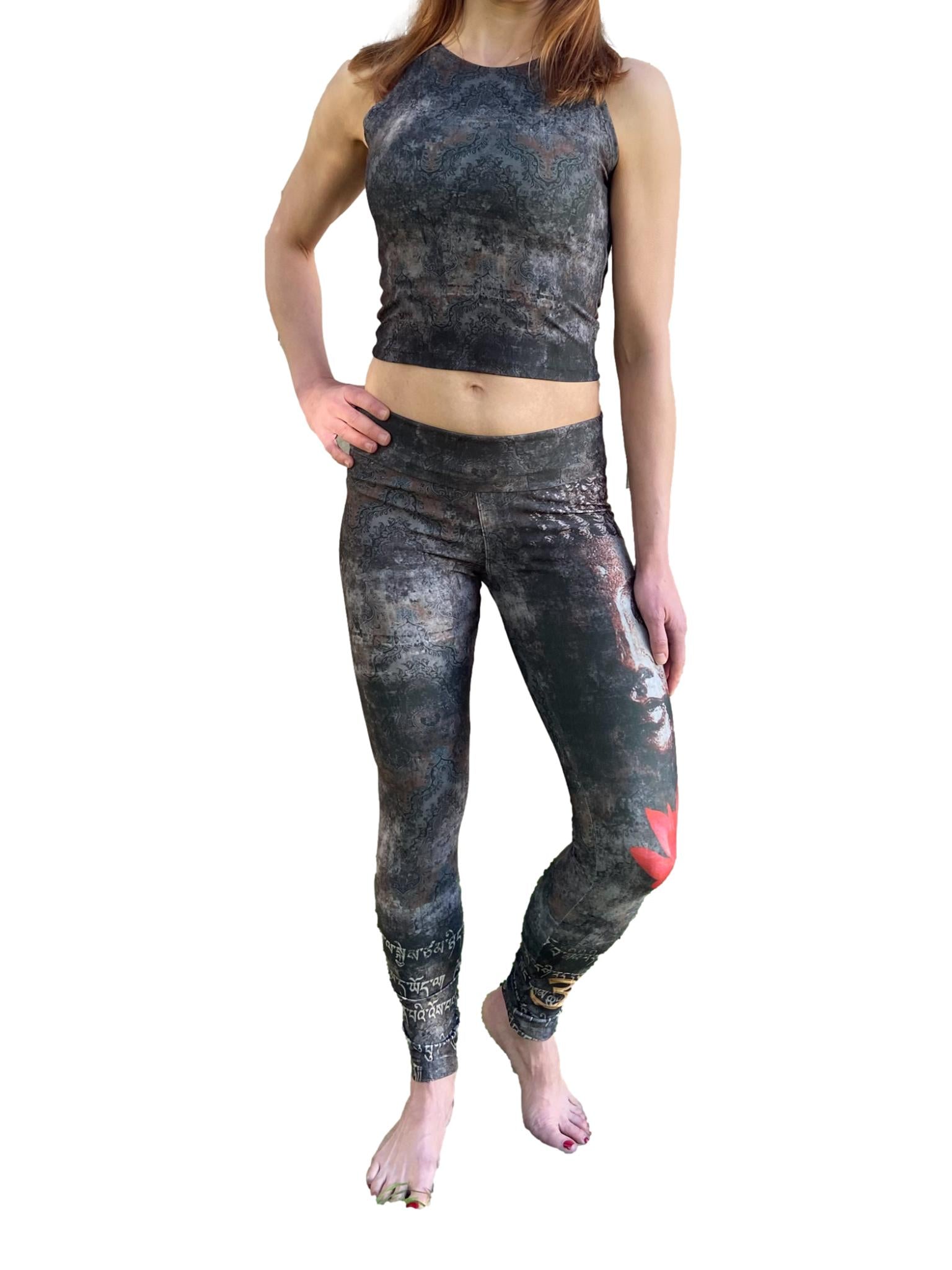 Vintage Gray "Buddha Set" Fitted Crop Top - Third Eye Threads