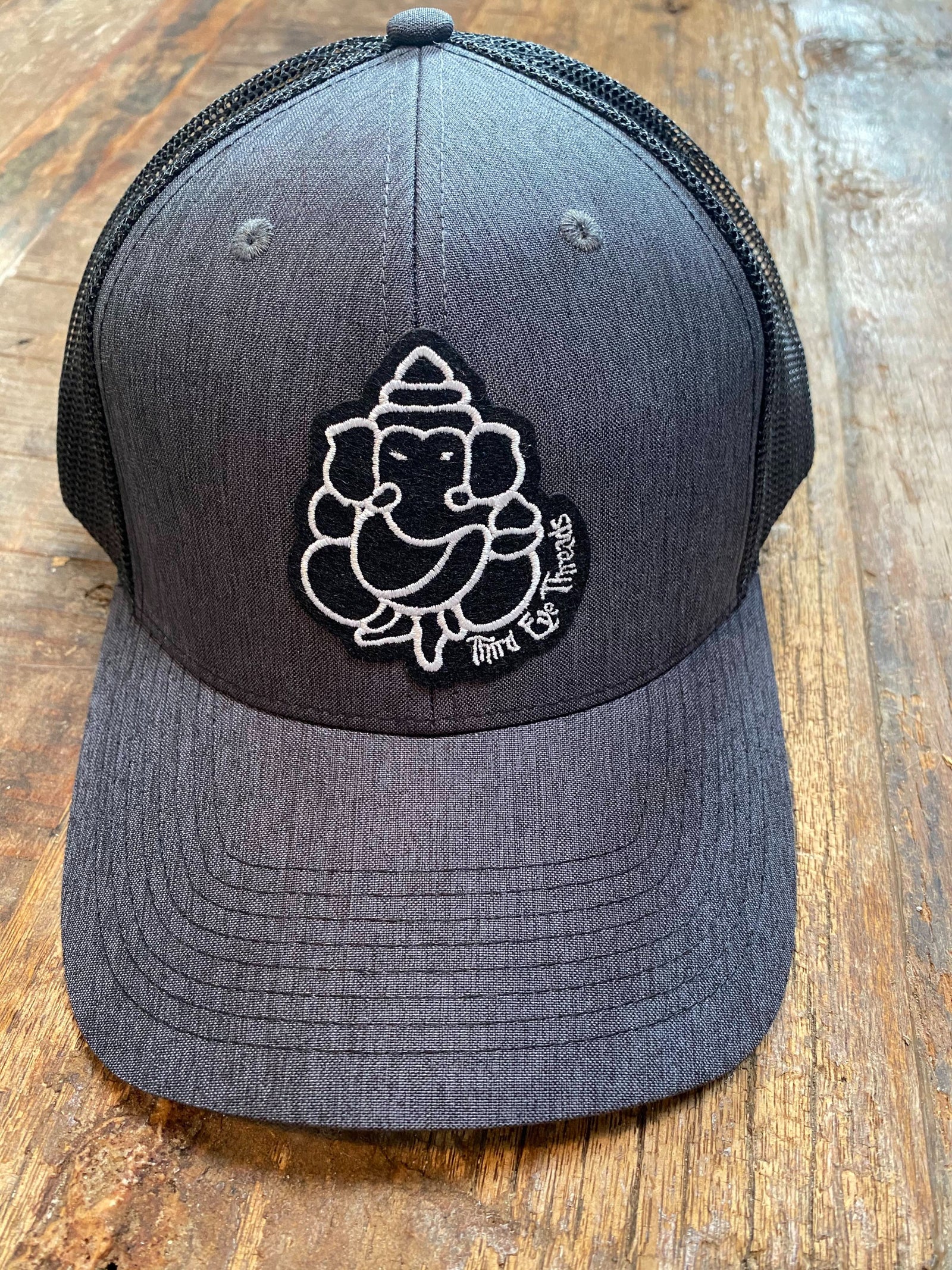 Charcoal Trucker Hat With Black Mesh Back - Third Eye Threads
