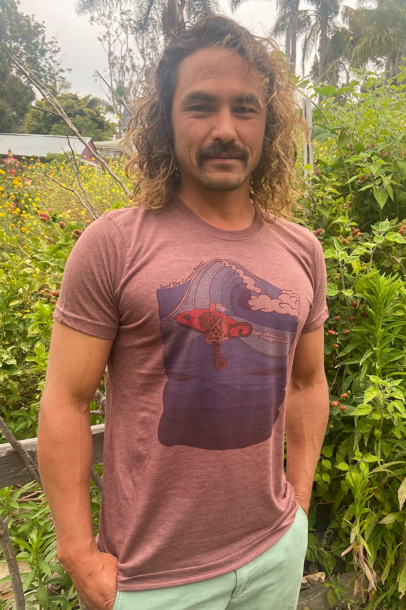 Jason Mraz Cat Surfing Crew Neck Tee