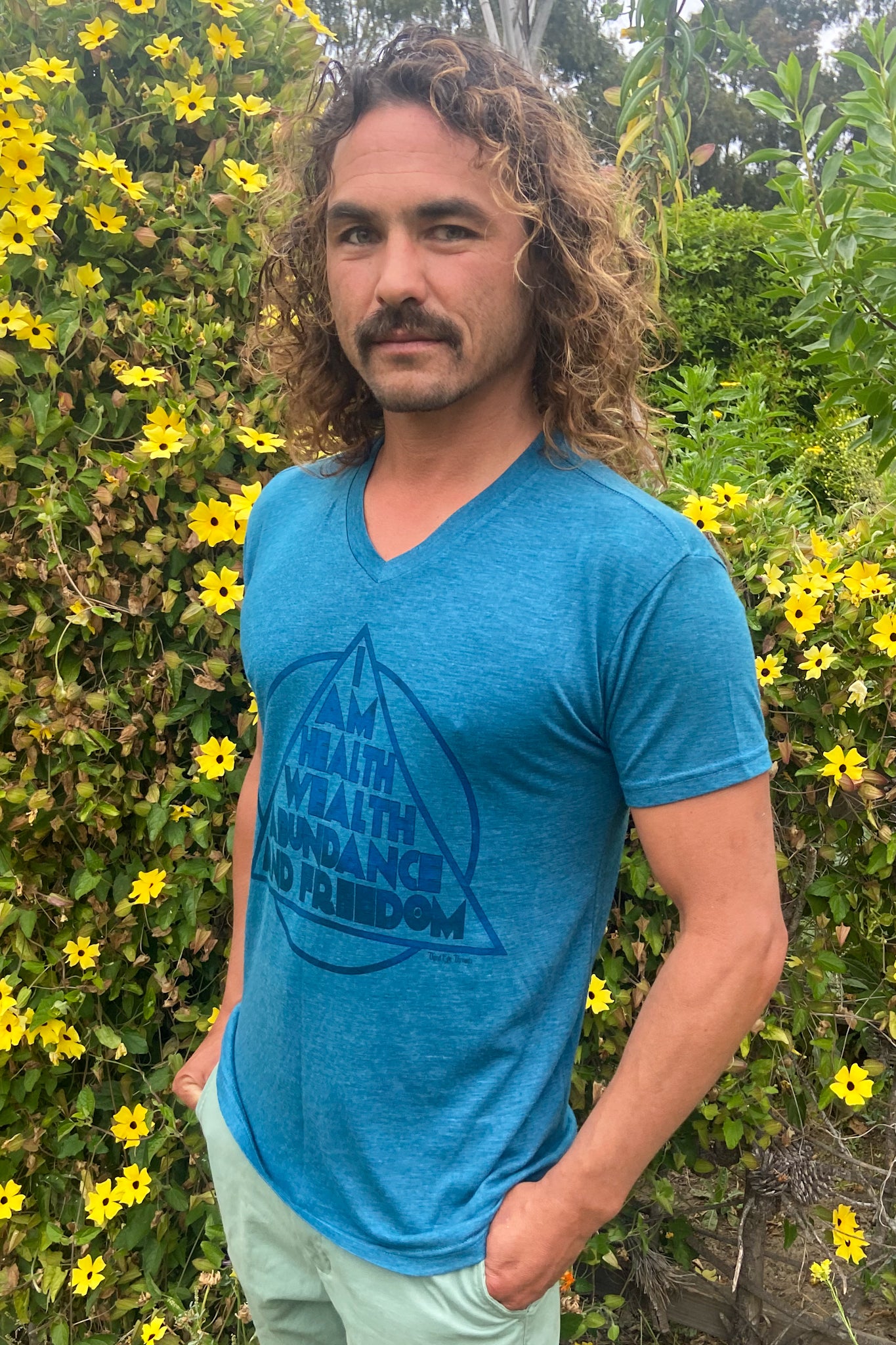 Super Soft V Neck I AM Health Wealth Abundance And Freedom - Third Eye Threads
