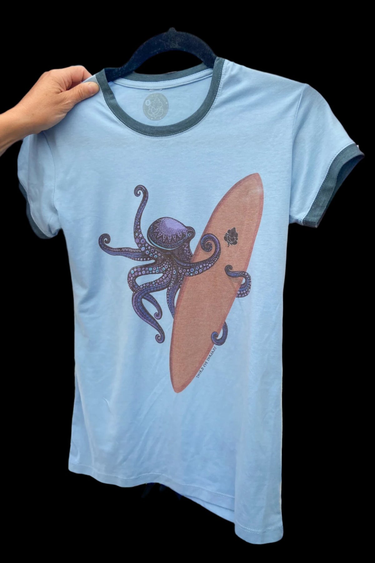 Kauai inspired Surfing Octopus Ringer Tee - Third Eye Threads