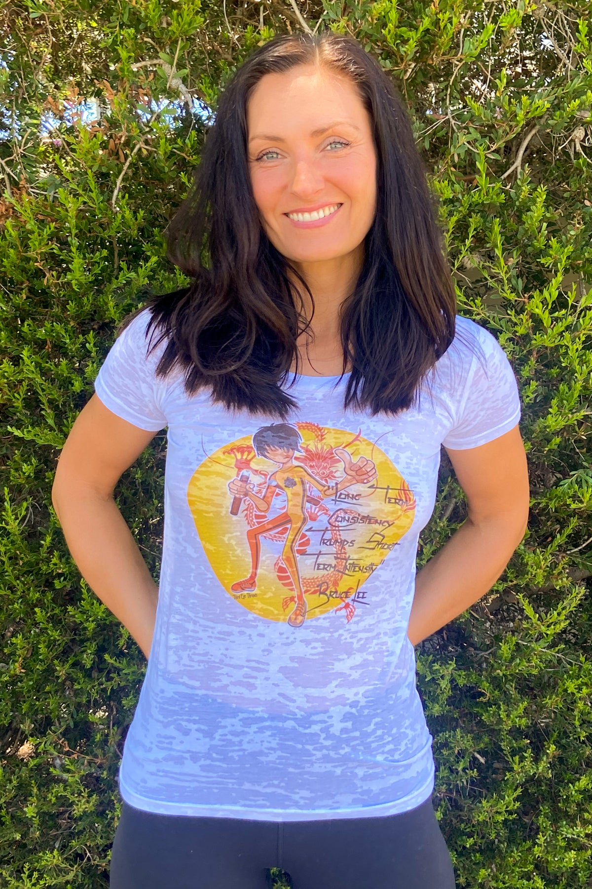Long Term Consistency Always Trumps Short Term intensity Bruce Lee Boat Neck Burnout Crew - Third Eye Threads