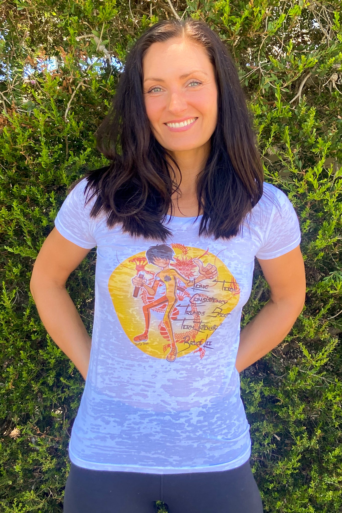Long Term Consistency Always Trumps Short Term intensity Bruce Lee Boat Neck Burnout Crew - Third Eye Threads