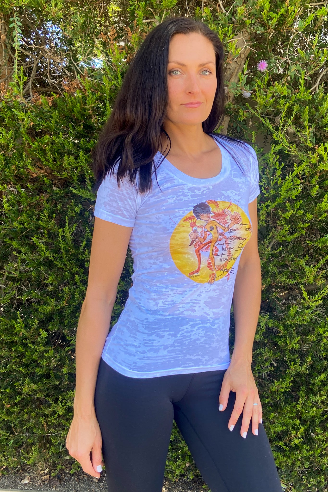 Long Term Consistency Always Trumps Short Term intensity Bruce Lee Boat Neck Burnout Crew - Third Eye Threads