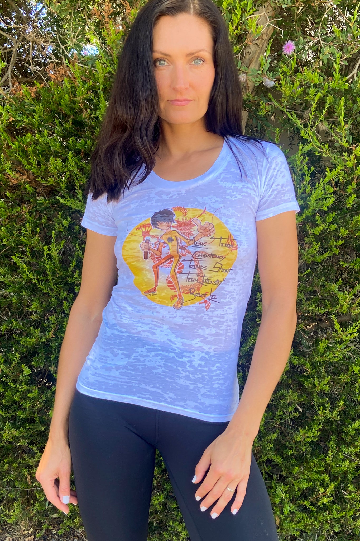 Long Term Consistency Always Trumps Short Term intensity Bruce Lee Boat Neck Burnout Crew - Third Eye Threads