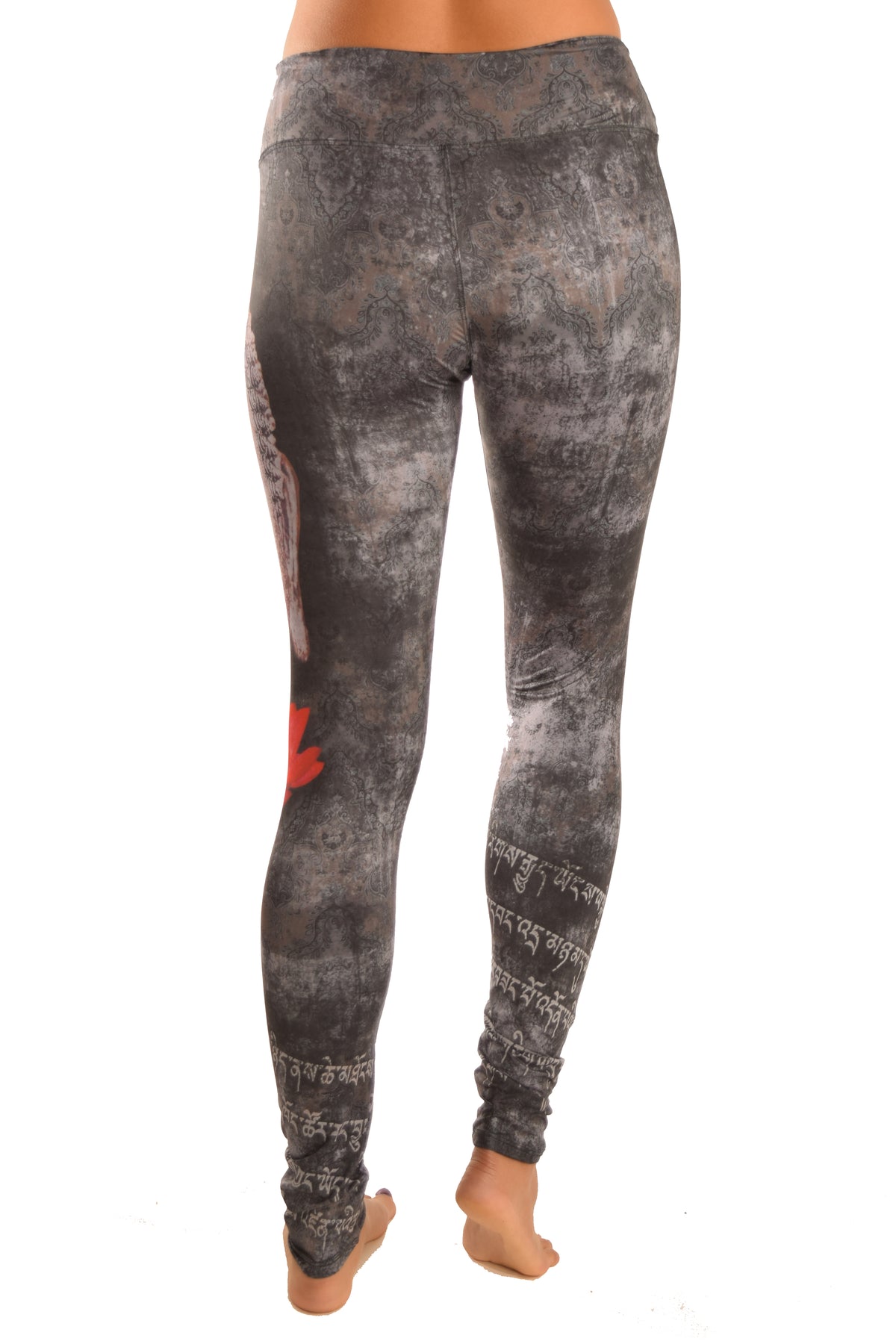 Buddha Leggings With Red Lotus - Third Eye Threads