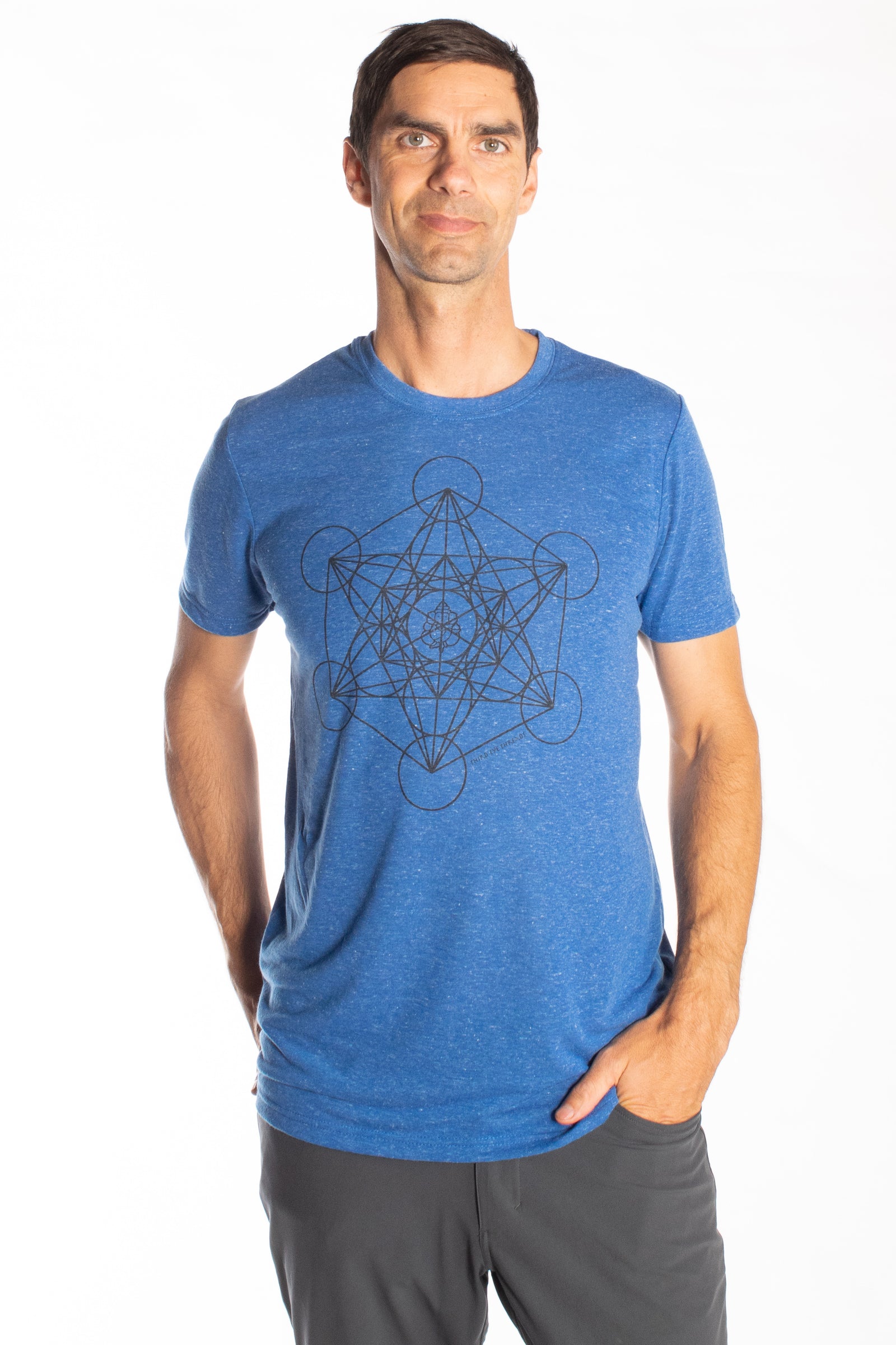 METATRON'S CUBE ON LINEN BLEND CREW NECK - Third Eye Threads