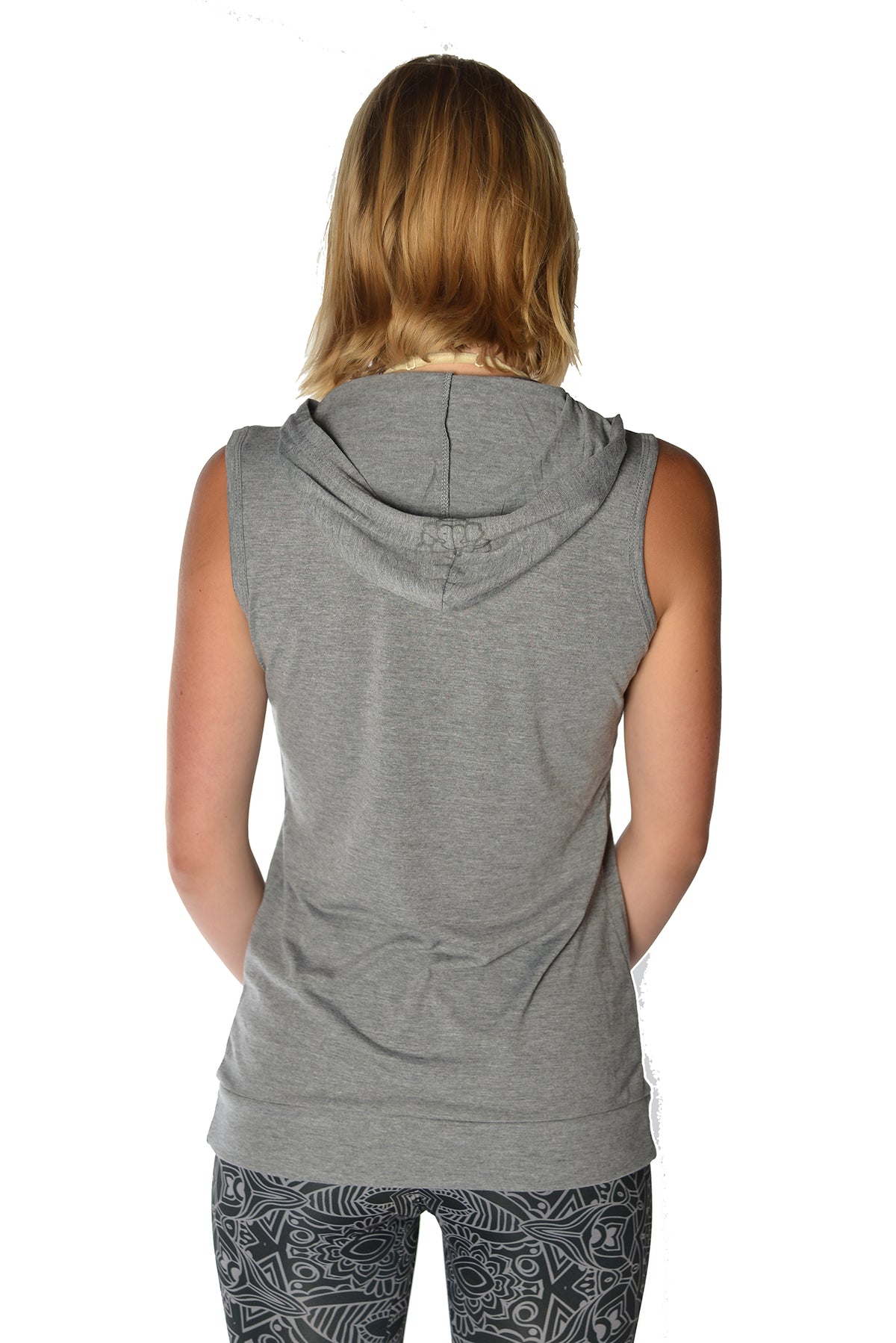 Sacred Geometry Owl on a Sleeveless Hoodie - Third Eye Threads