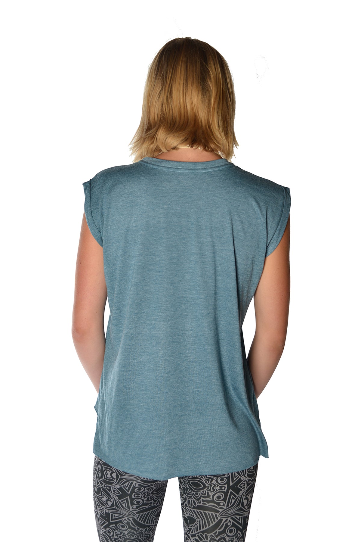 Flowy Greaser Muscle Tee With Double Sun Chant With Rolled Cuff - Third Eye Threads