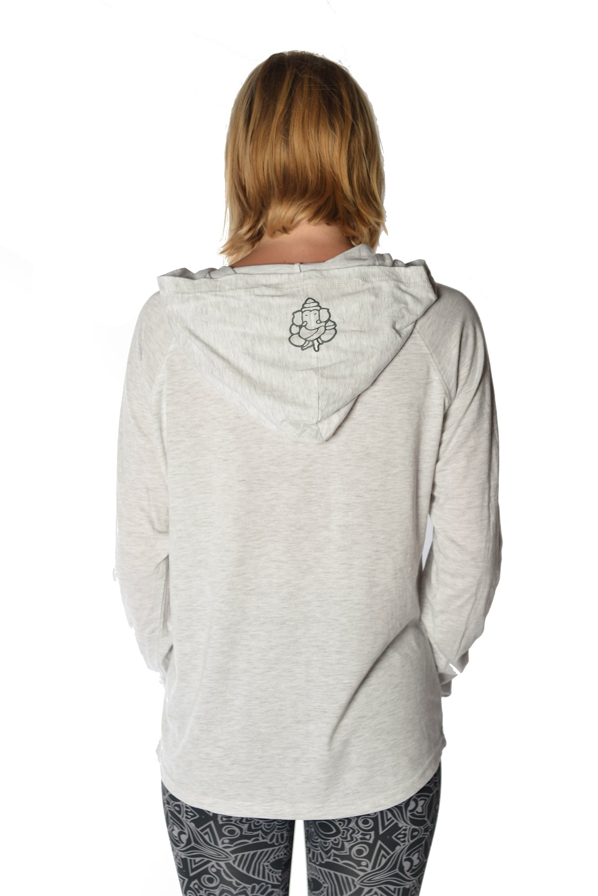 Long Sleeve Pullover Hoodie with Paisley Om - Third Eye Threads