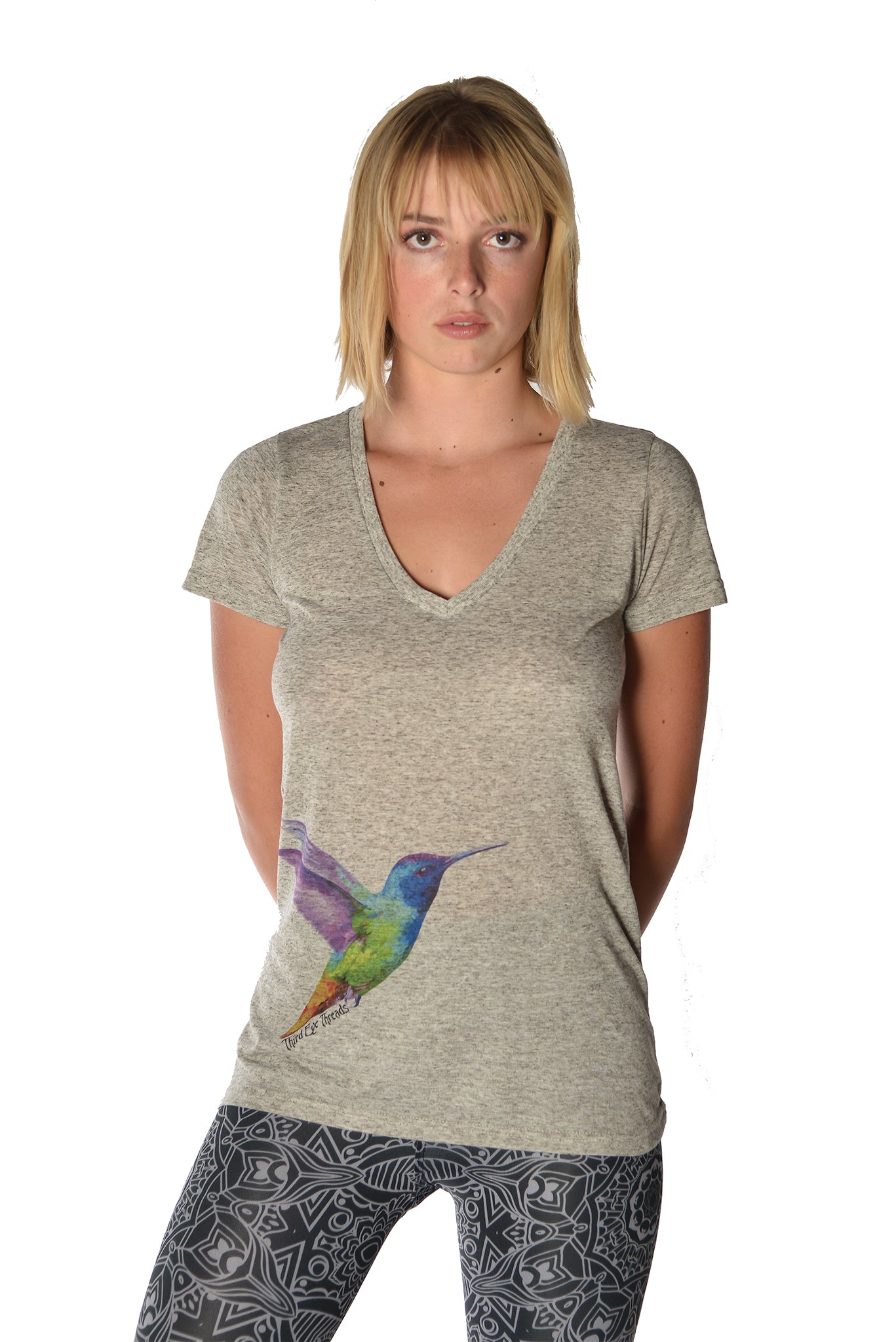 Hummingbird Linen V-neck - Third Eye Threads