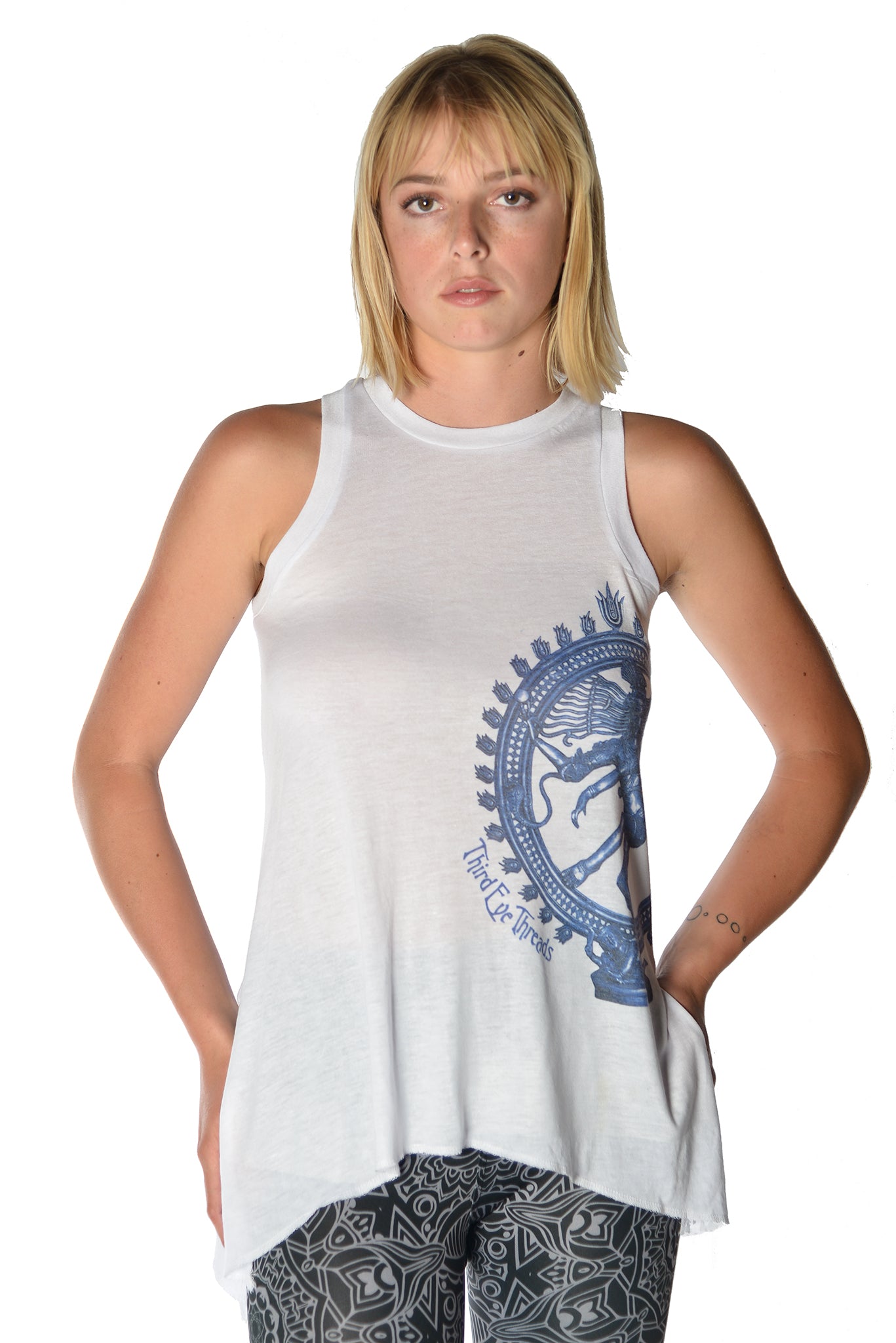 Sharkbite sleeveless Tunic With Siva Natarajasana - Third Eye Threads