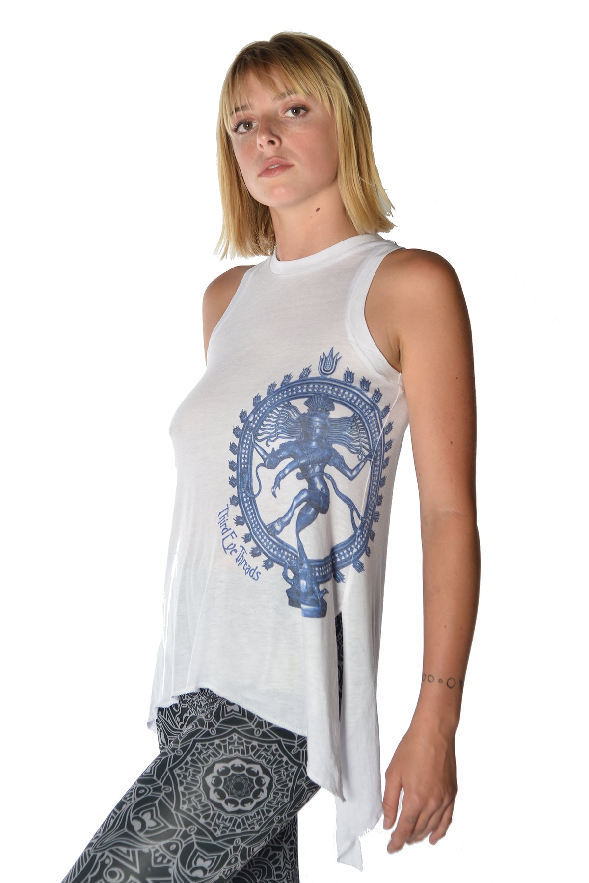 Sharkbite sleeveless Tunic With Siva Natarajasana - Third Eye Threads