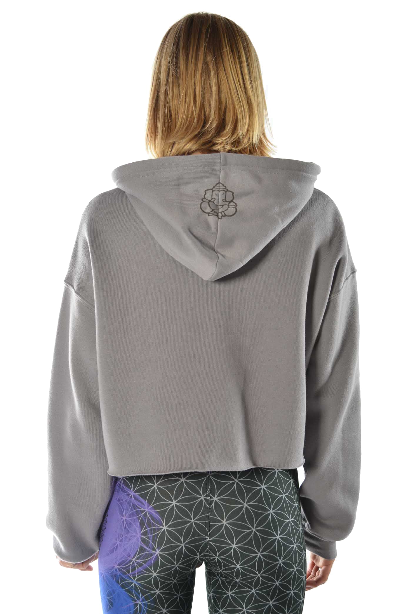 Crop Top Hoodie with "Give Cosmic Hugs" Quote - Third Eye Threads