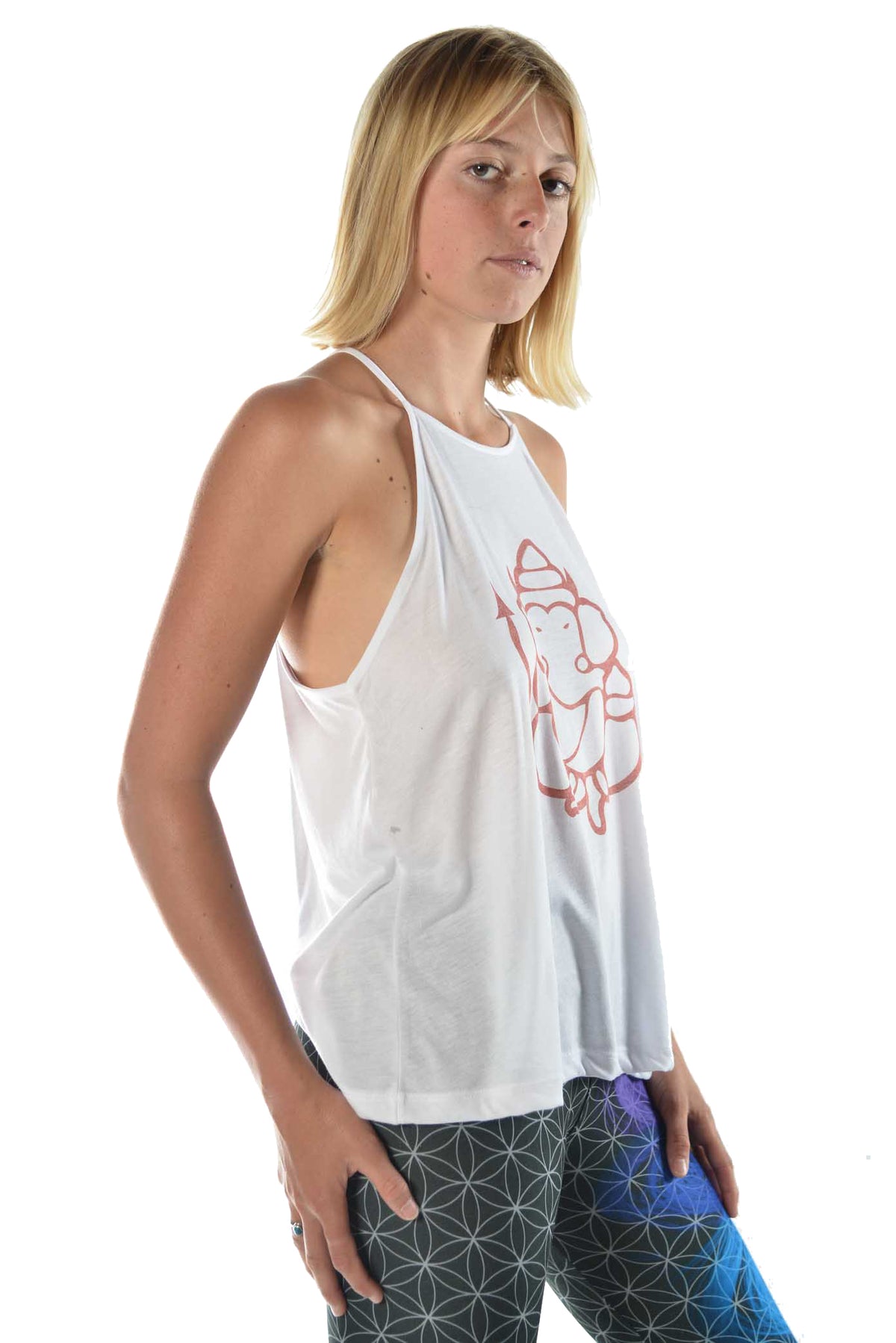 "Devil Ganesh" on flowy high neck tank - Third Eye Threads
