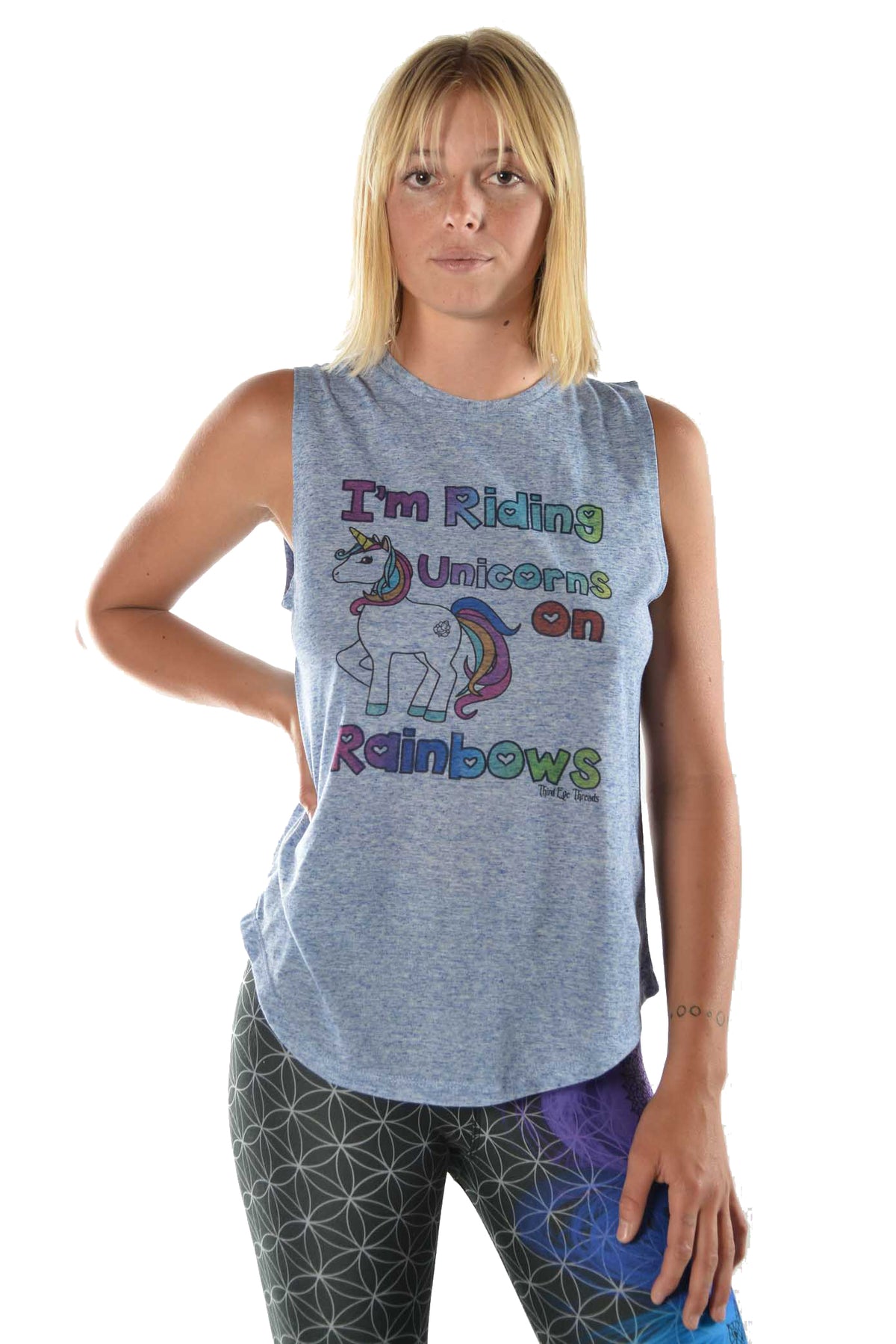 Unicorns on Rainbows Linen Boyfriend Tee - Third Eye Threads