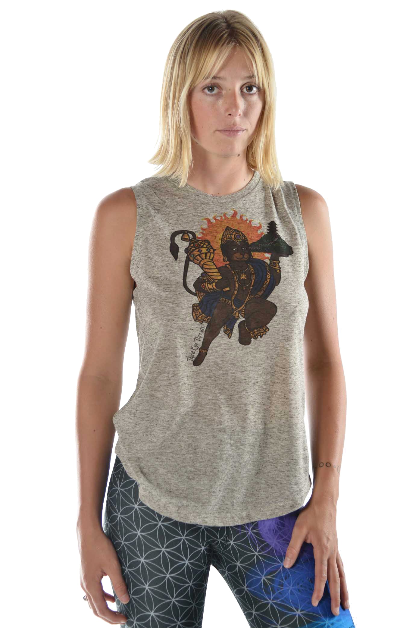 Hanuman Mountain On Linen Blend Crew - Third Eye Threads