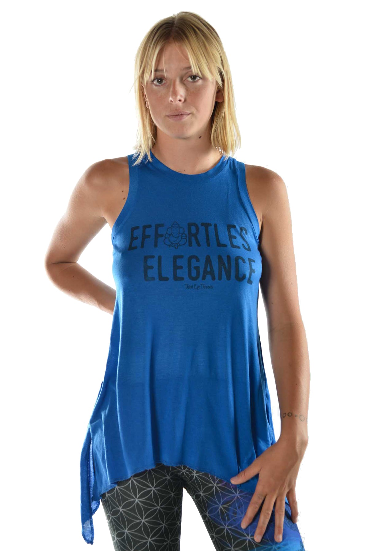 Flowy Shark Bite Sleeveless Tee  &quot;Effortless Elegance&quot; - Third Eye Threads