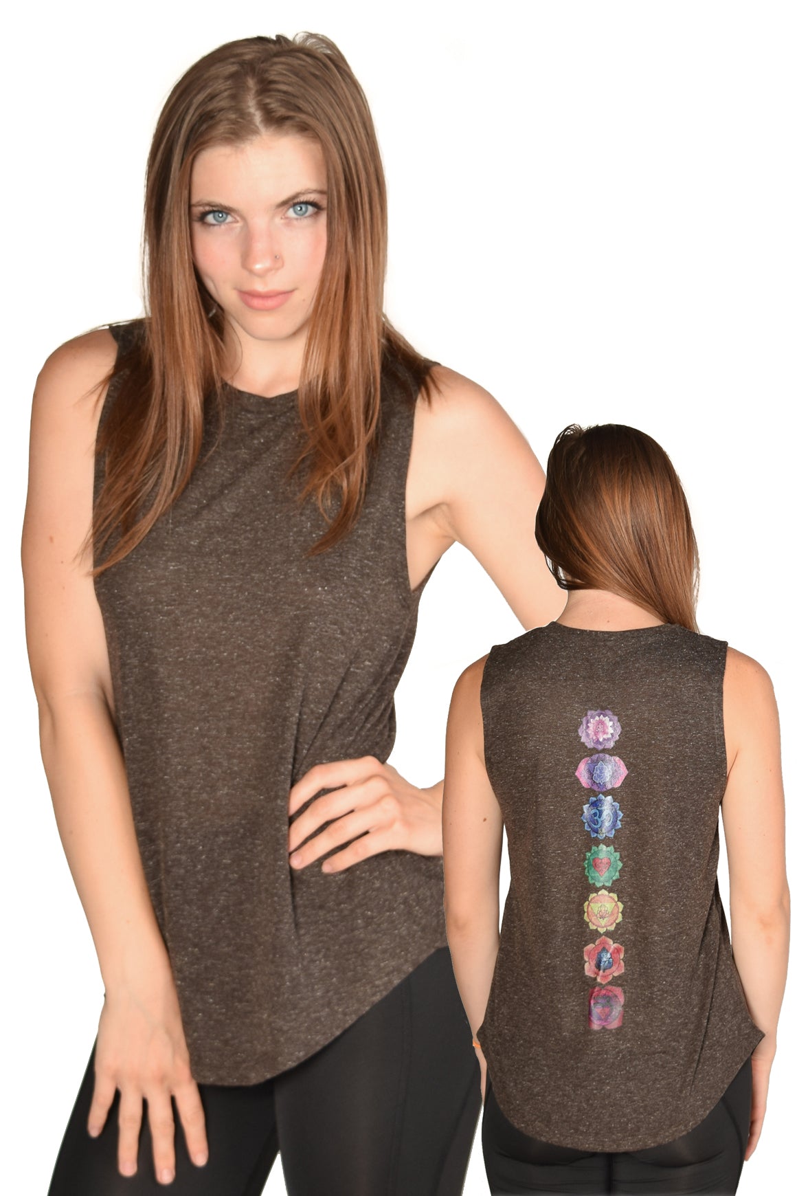 Black Linen Blend Full Chakra Back Boyfriend Tee - Third Eye Threads