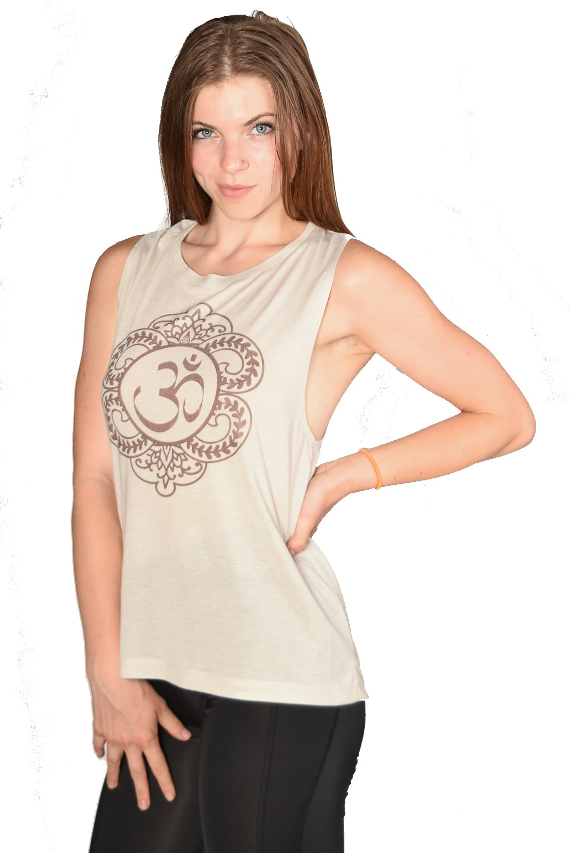 Henna Om on boyfriend tank - Third Eye Threads