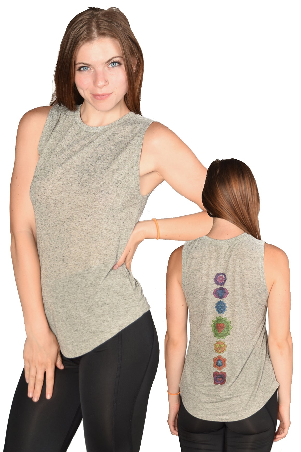 Full Chakra Back with Enlarged Heart Chakra Boyfriend Tee - Third Eye Threads
