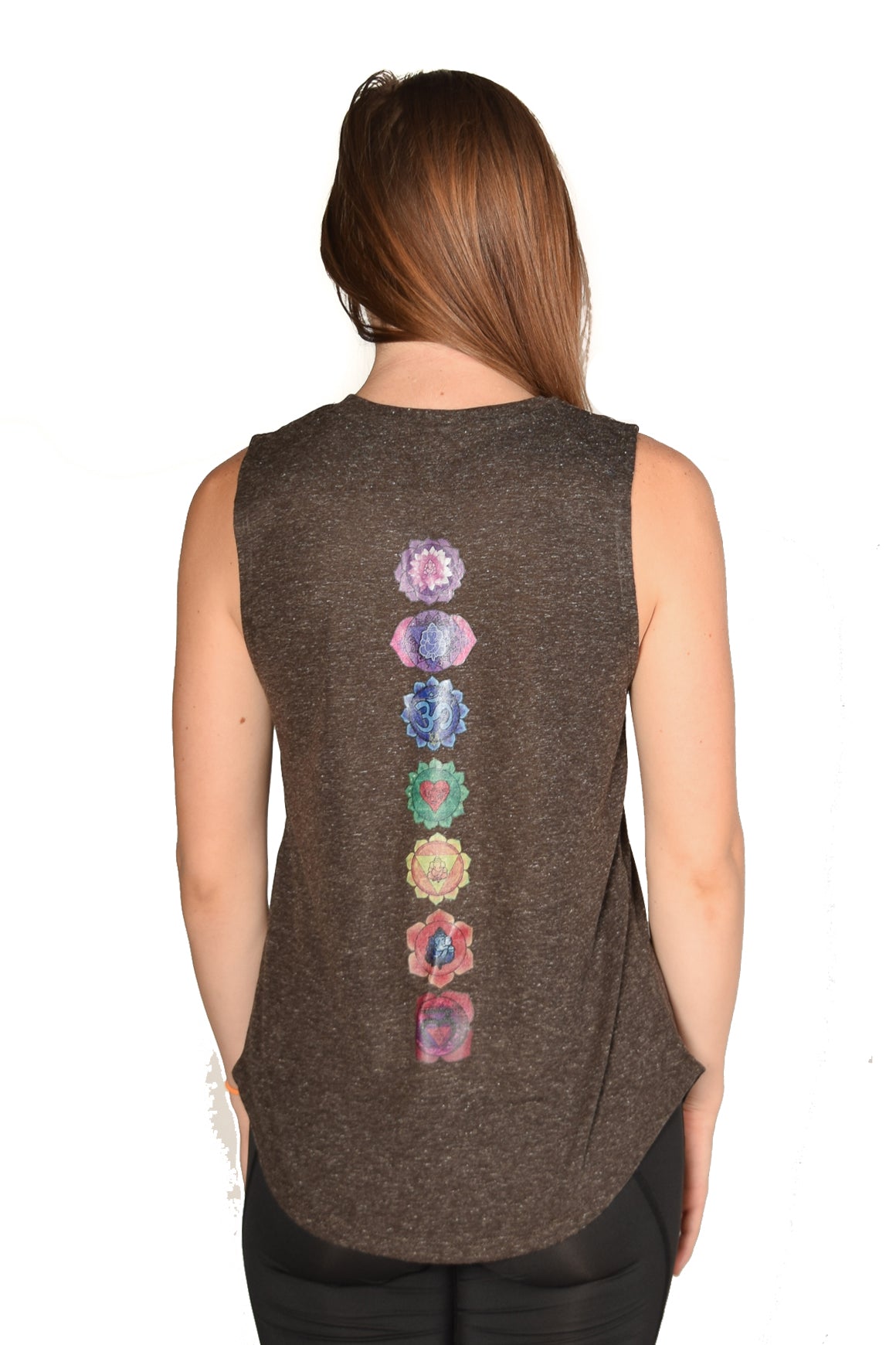 Black Linen Blend Full Chakra Back Boyfriend Tee - Third Eye Threads