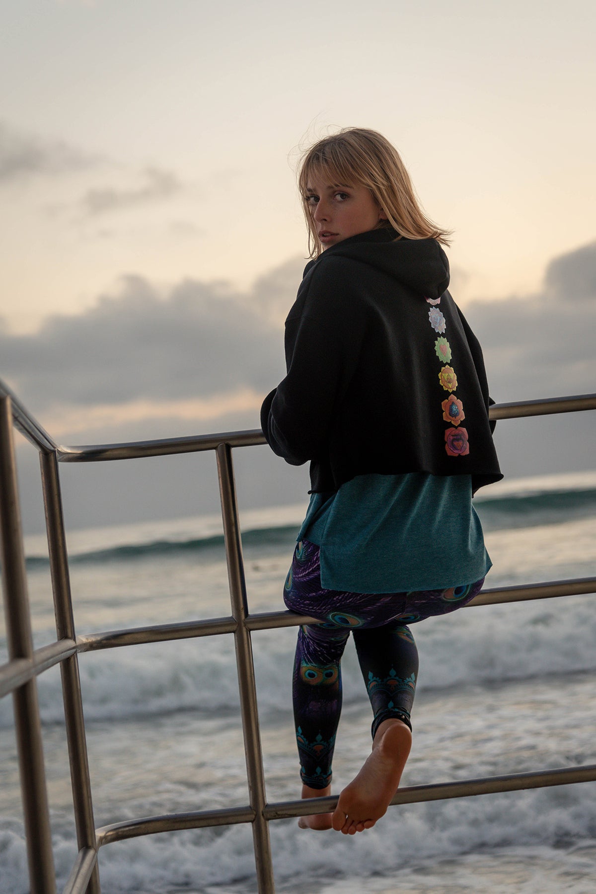 FULL CHAKRA BACK TERRY CLOTH CROP HOODIE