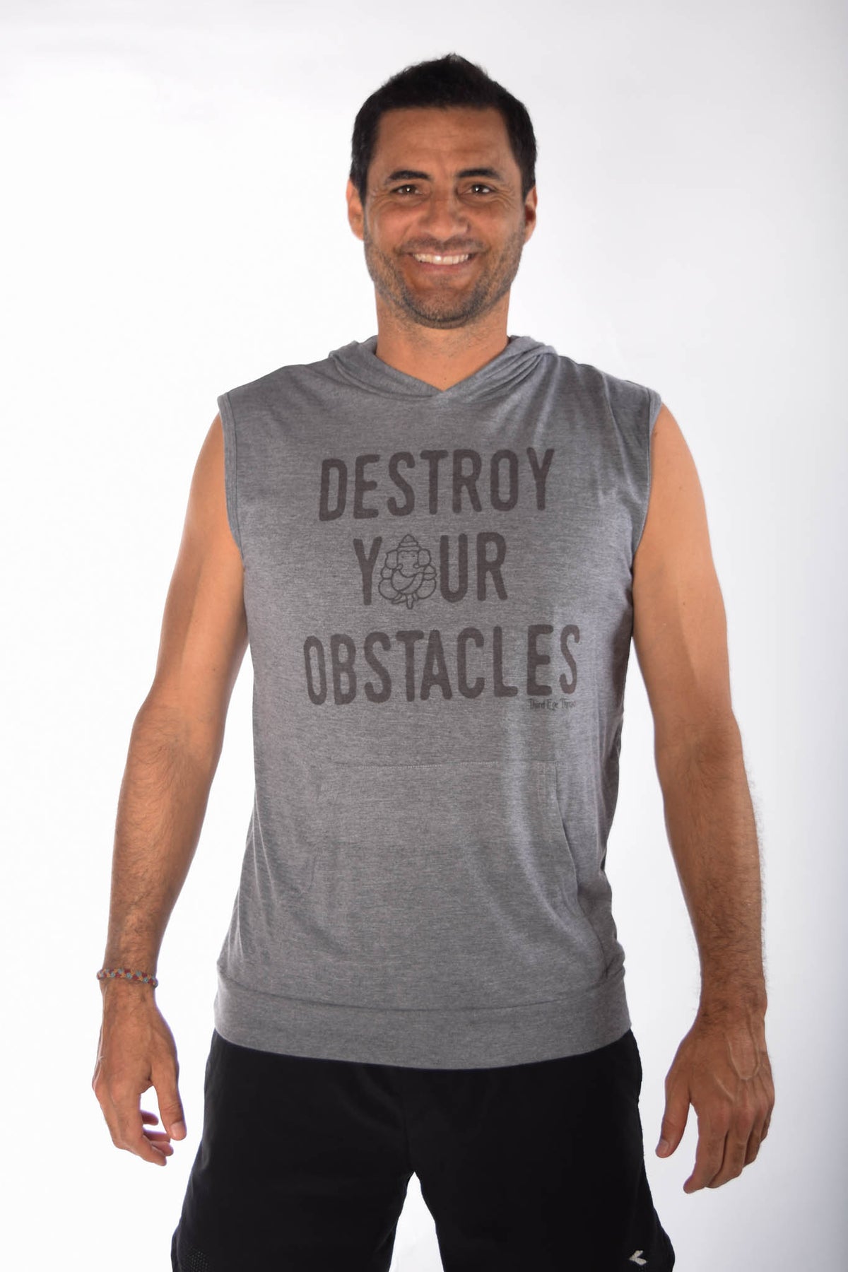 Tri Blend Sleeveless Hoodie With Destroy Your Obstacles - Third Eye Threads