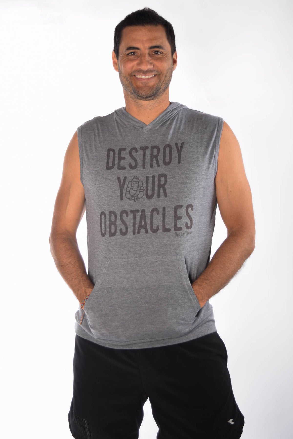 Tri Blend Sleeveless Hoodie With Destroy Your Obstacles - Third Eye Threads