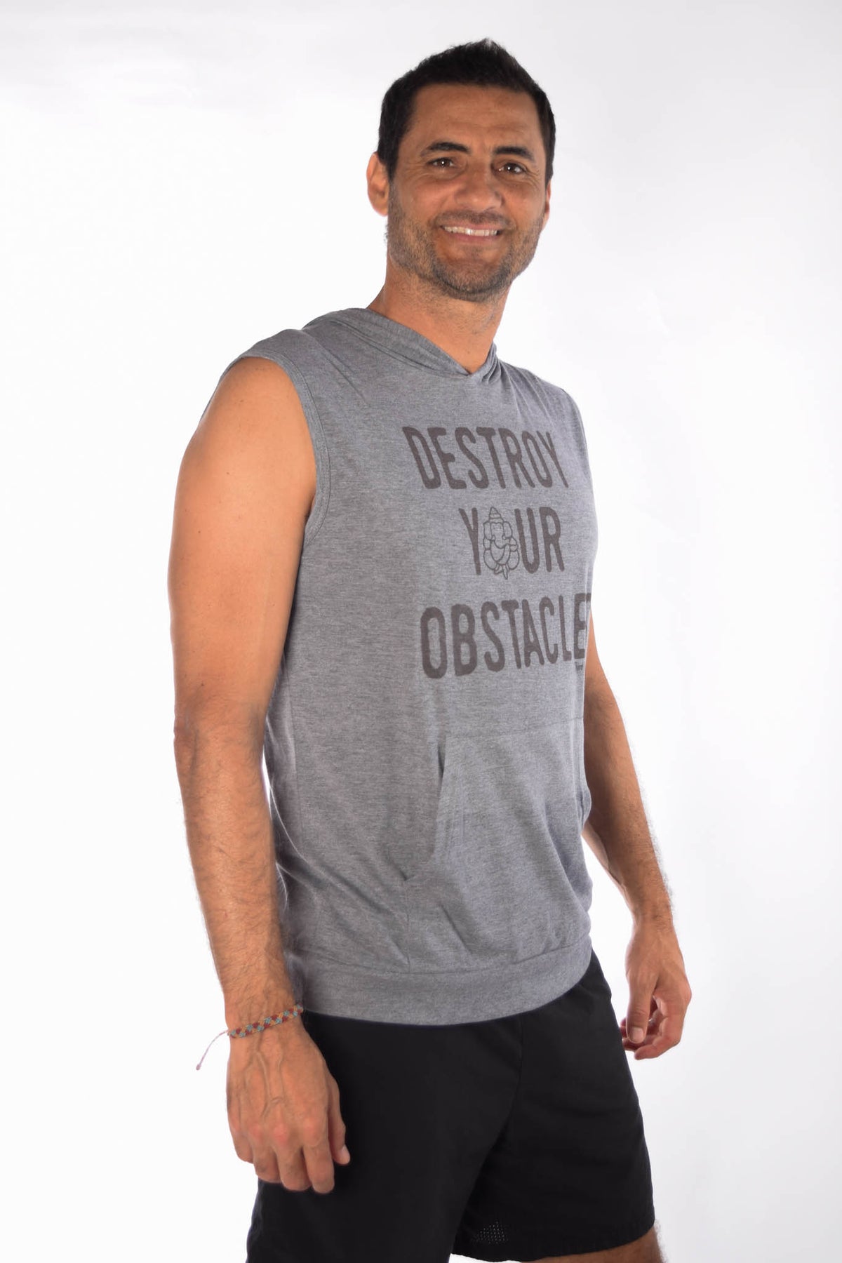 Tri Blend Sleeveless Hoodie With Destroy Your Obstacles - Third Eye Threads